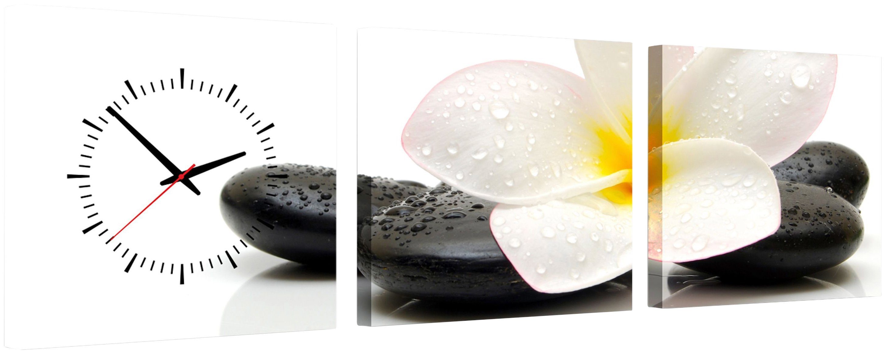 Image of Conni Oberkircher´s Bild mit Uhr »Black & White - weisse Orchidee«, Orchidee, (Set, (Set 3), mit dekorativer Uhr, Blumen, Entspannung, Wellness, Steine bei Ackermann Versand Schweiz