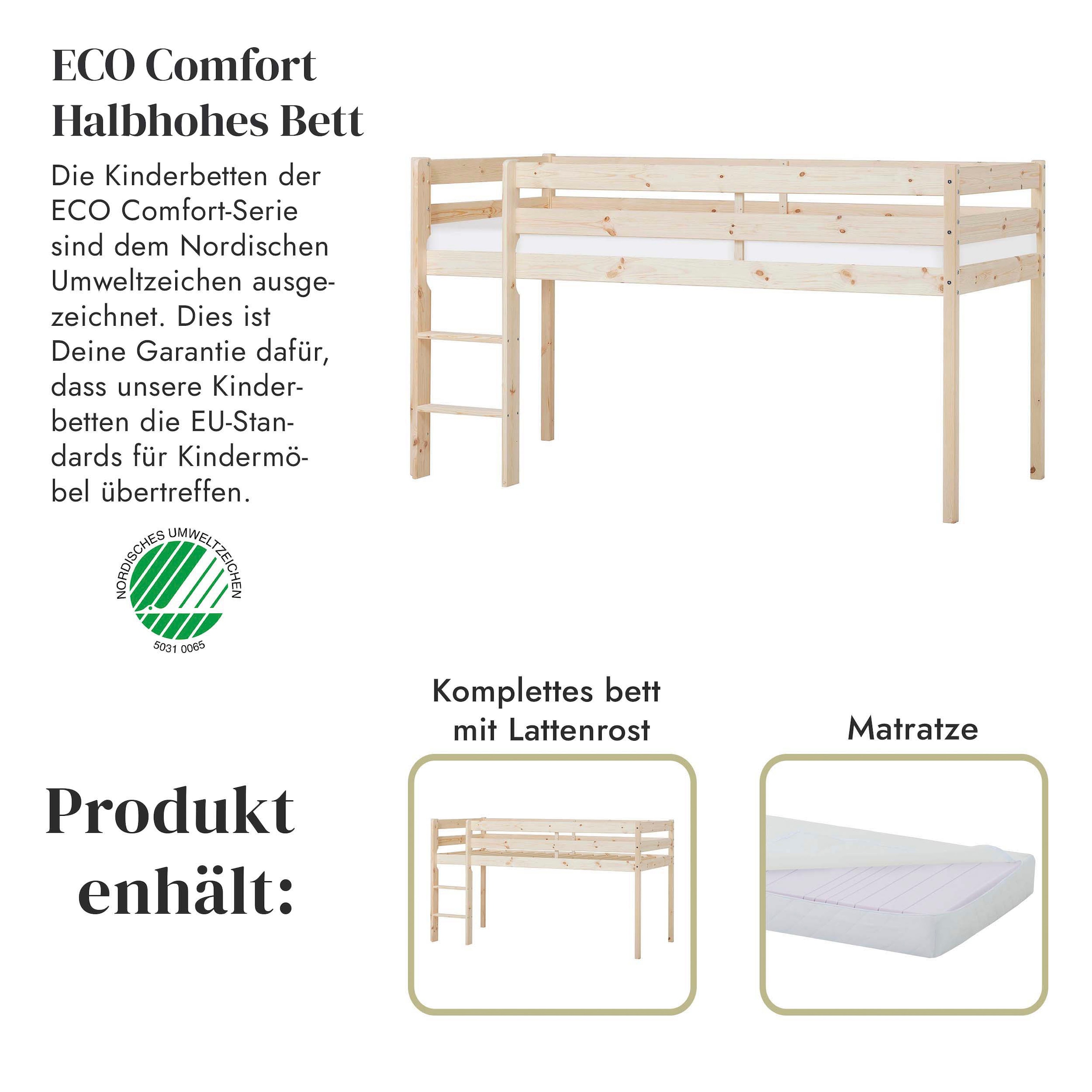 Hoppekids Spielbett »ECO COMFORT, Hochbett, in 2 Einzelbetten teilbar«, Höhe 72cm, Farbe & Grösse & Matratze