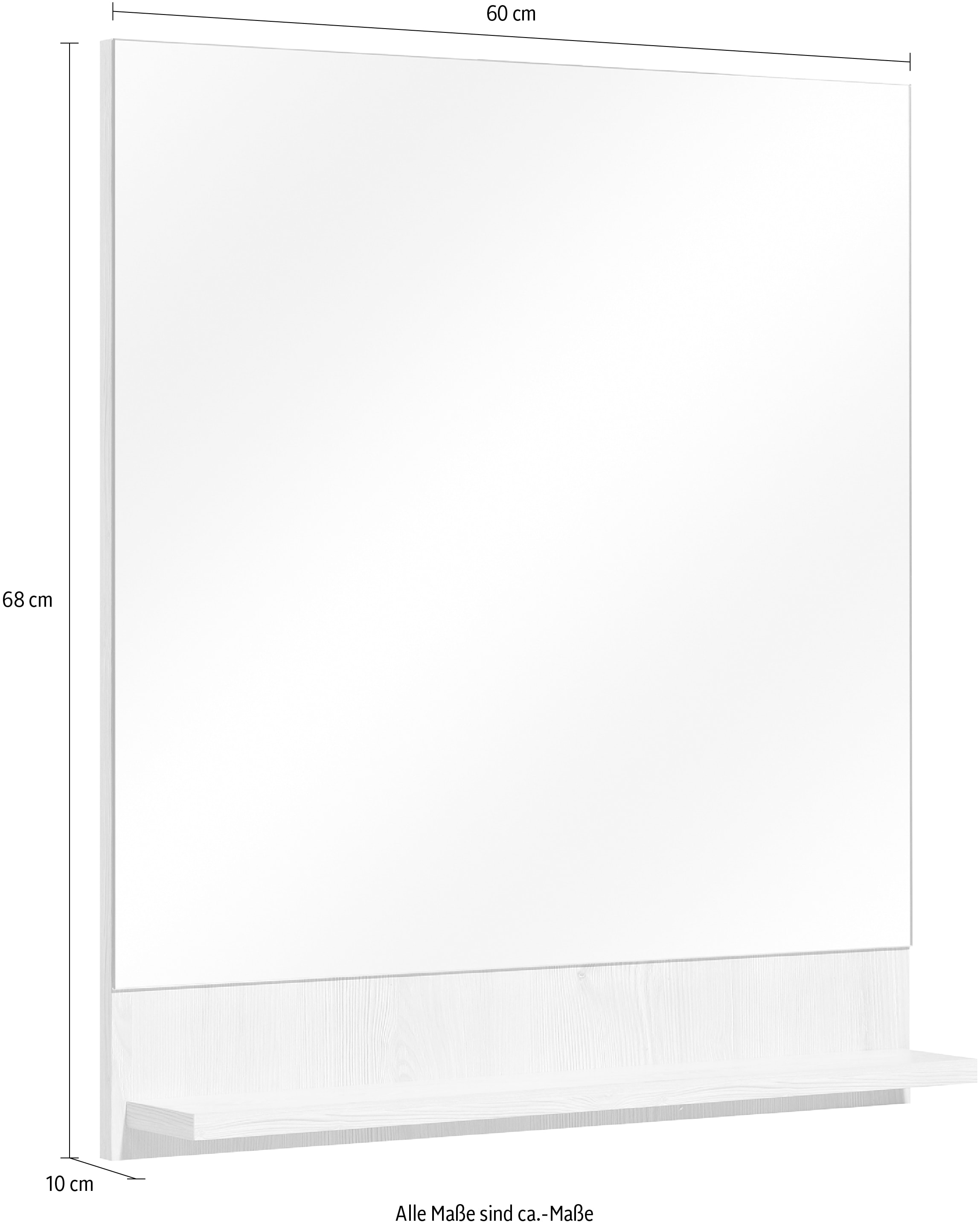 Saphir Miroir mural »Quickset 350 Flächenspiegel mit Ablage, 60 cm breit, 68 cm hoch« Imitation pin Ida clair, miroir mural de salle de bain