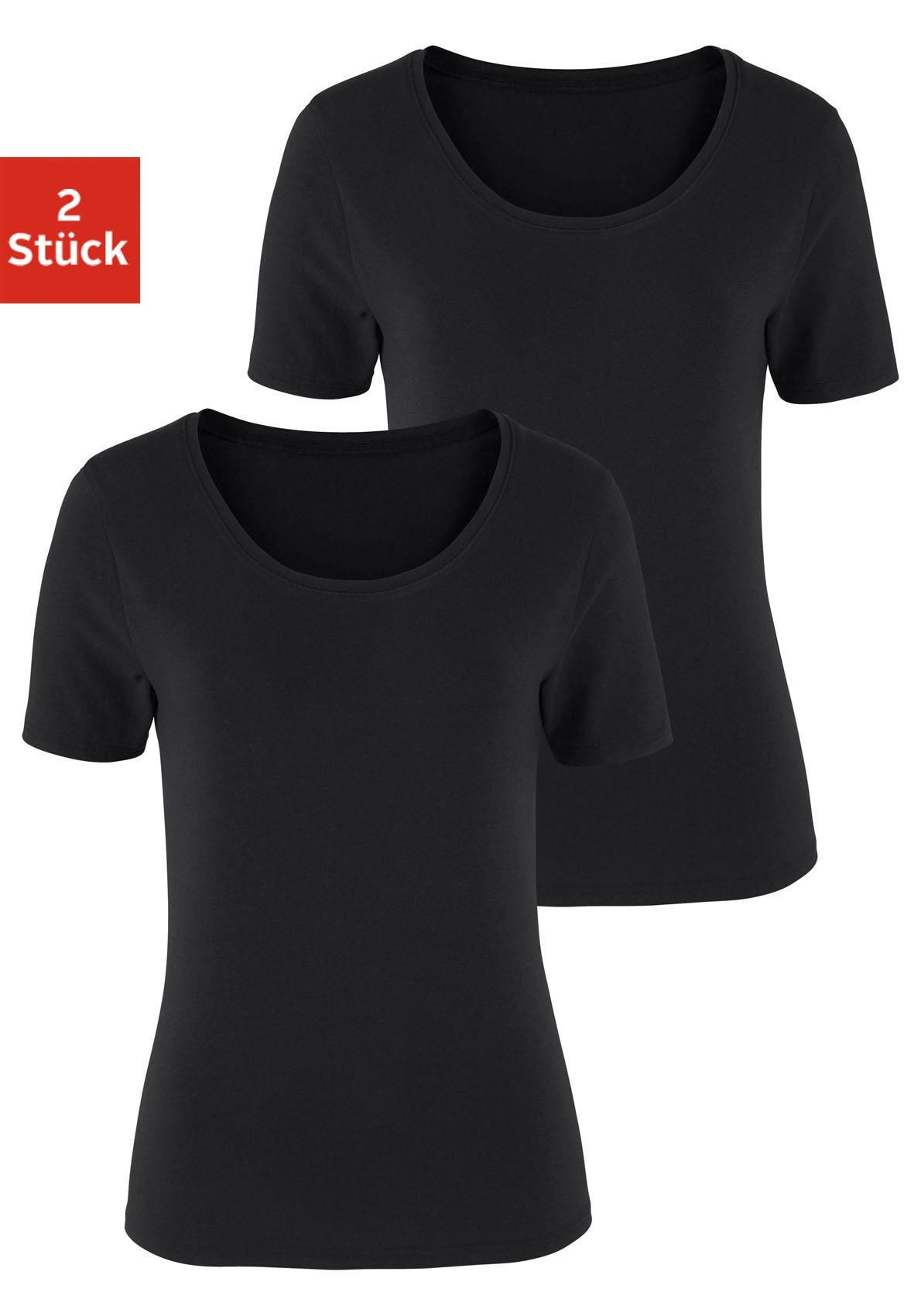 Image of Vivance T-Shirt "aus elastischer Baumwoll-Qualität" 2er-Pack, aus elastischer Baumwoll-Qualität
