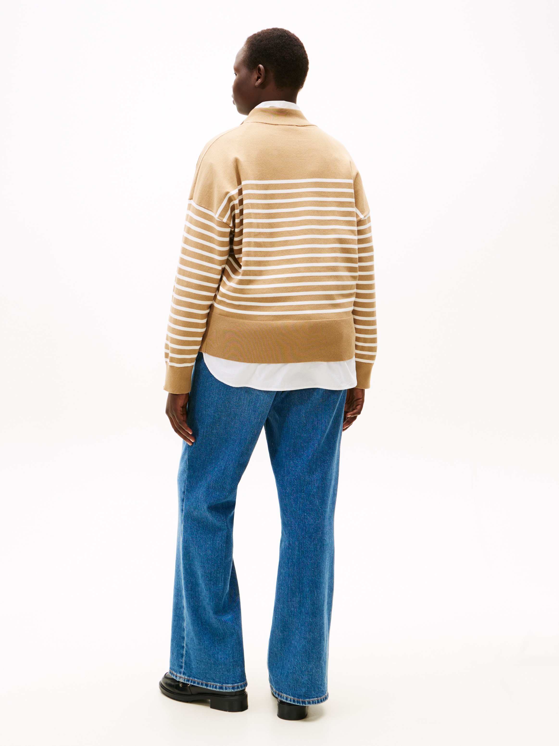 Tommy Hilfiger Curve Stehkragenpullover »CRV CO JERSEY GOLD BTN MK-NK SWT« in grossen Grössen, mit goldfarbenen Knöpfen