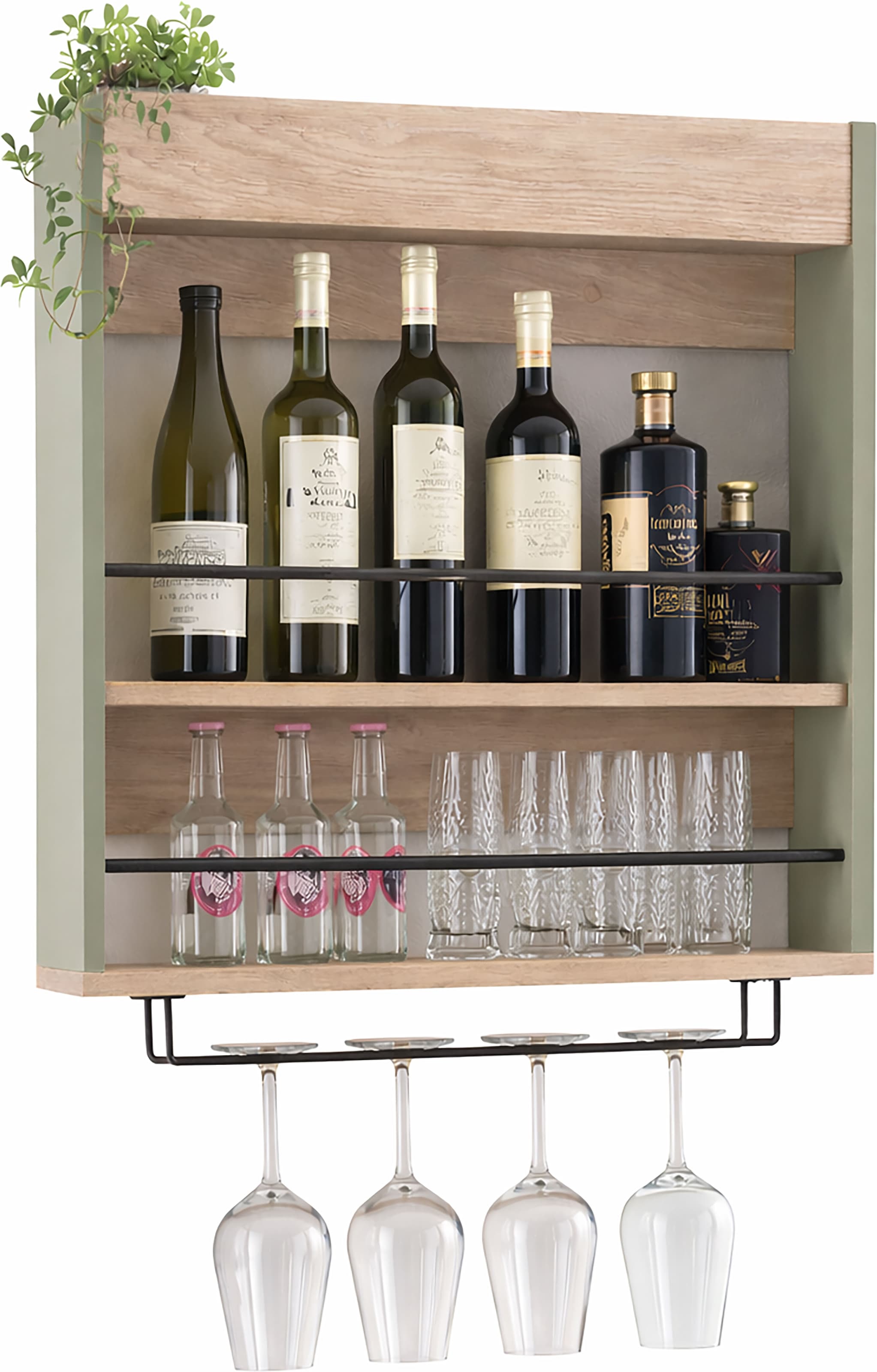KOCHSTATION Étagère de cuisine »KS-Kolari« porte-verres à vin sur tablette : place pour 4 à 5 verres à vin