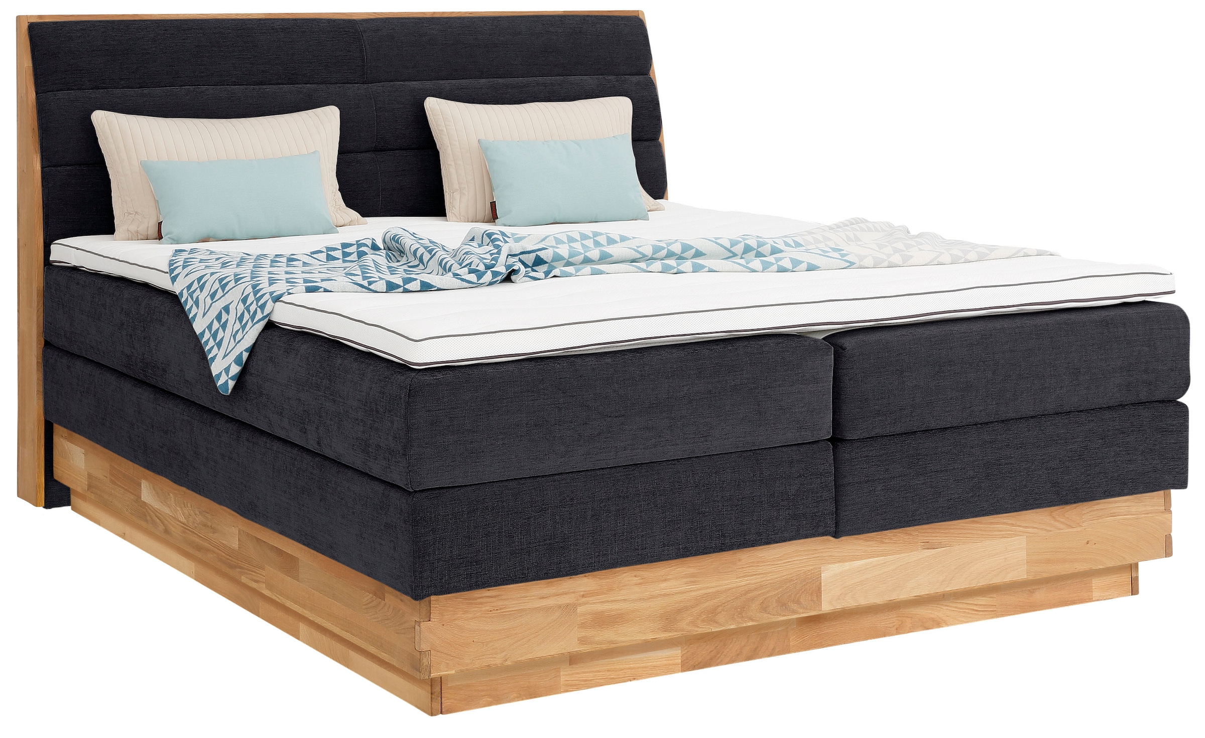 GOODproduct Boxspringbett »Jenna«, ohne LED-Beleuchtung, mit zertifizierten, recycelten Bezugsstoffen