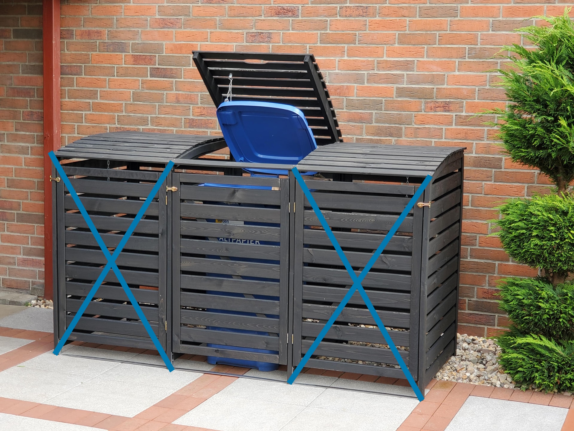 promadino Coffre à poubelles »Erweiterungsset für Vario III, aus Massivholz« compatible avec toutes les poubelles jusqu'à 240 litres