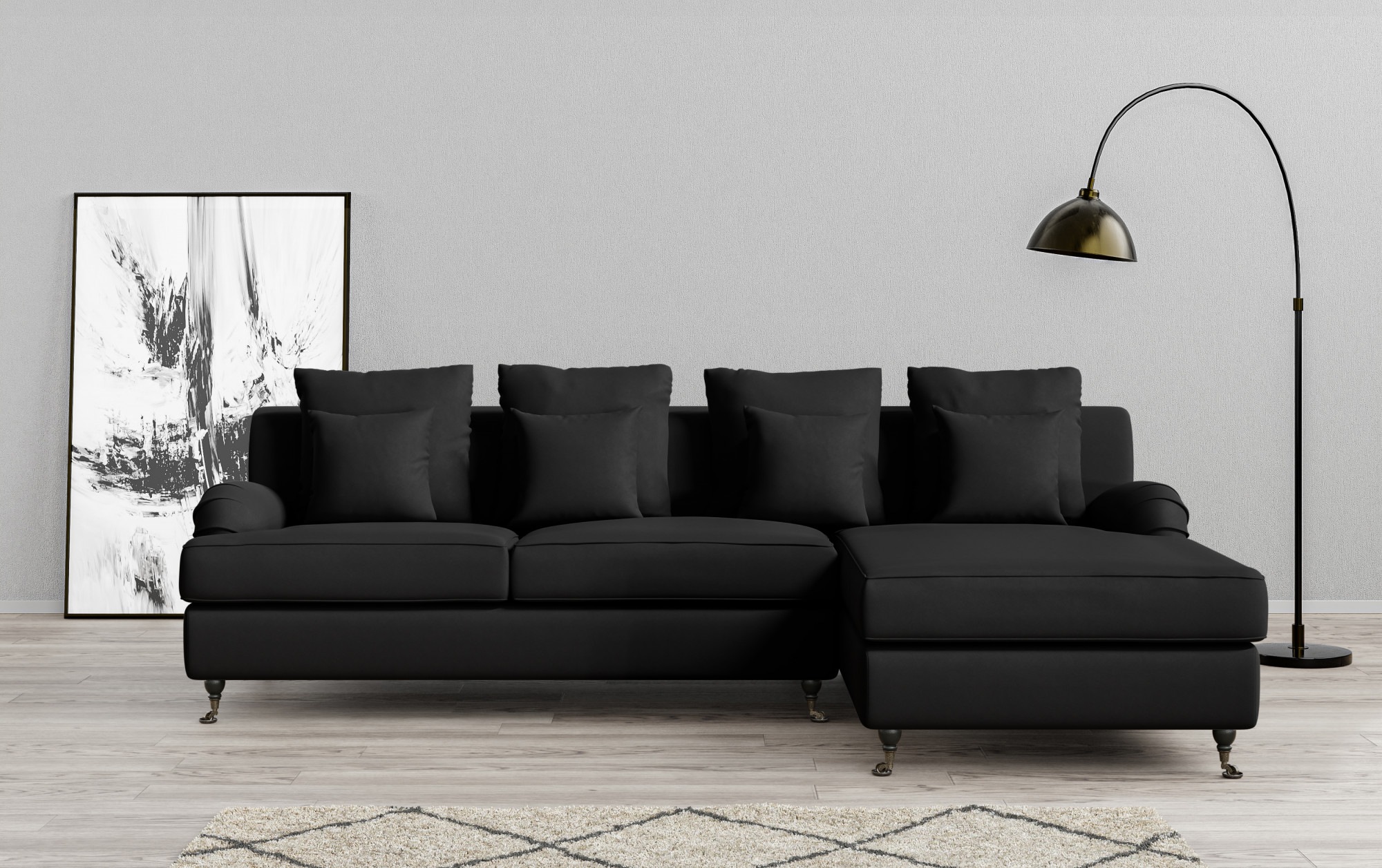 Guido Maria Kretschmer Home&Living Ecksofa »NORIN L-Form«, zwei Fussarten: vorne - Rollen, hinten - Holzfüsse
