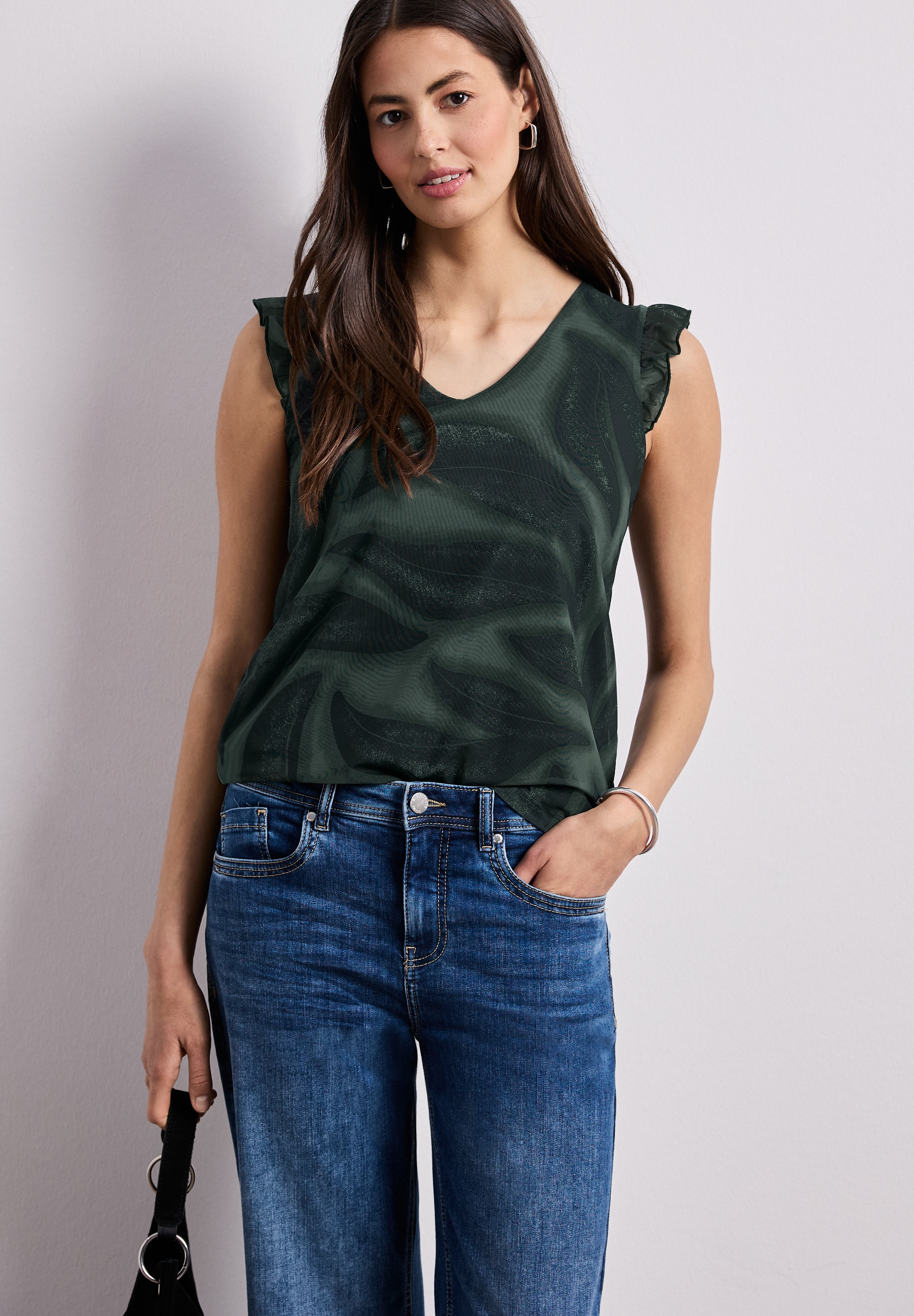 Image of STREET ONE Shirttop Geblümtes Sommertop mit Volant-Details