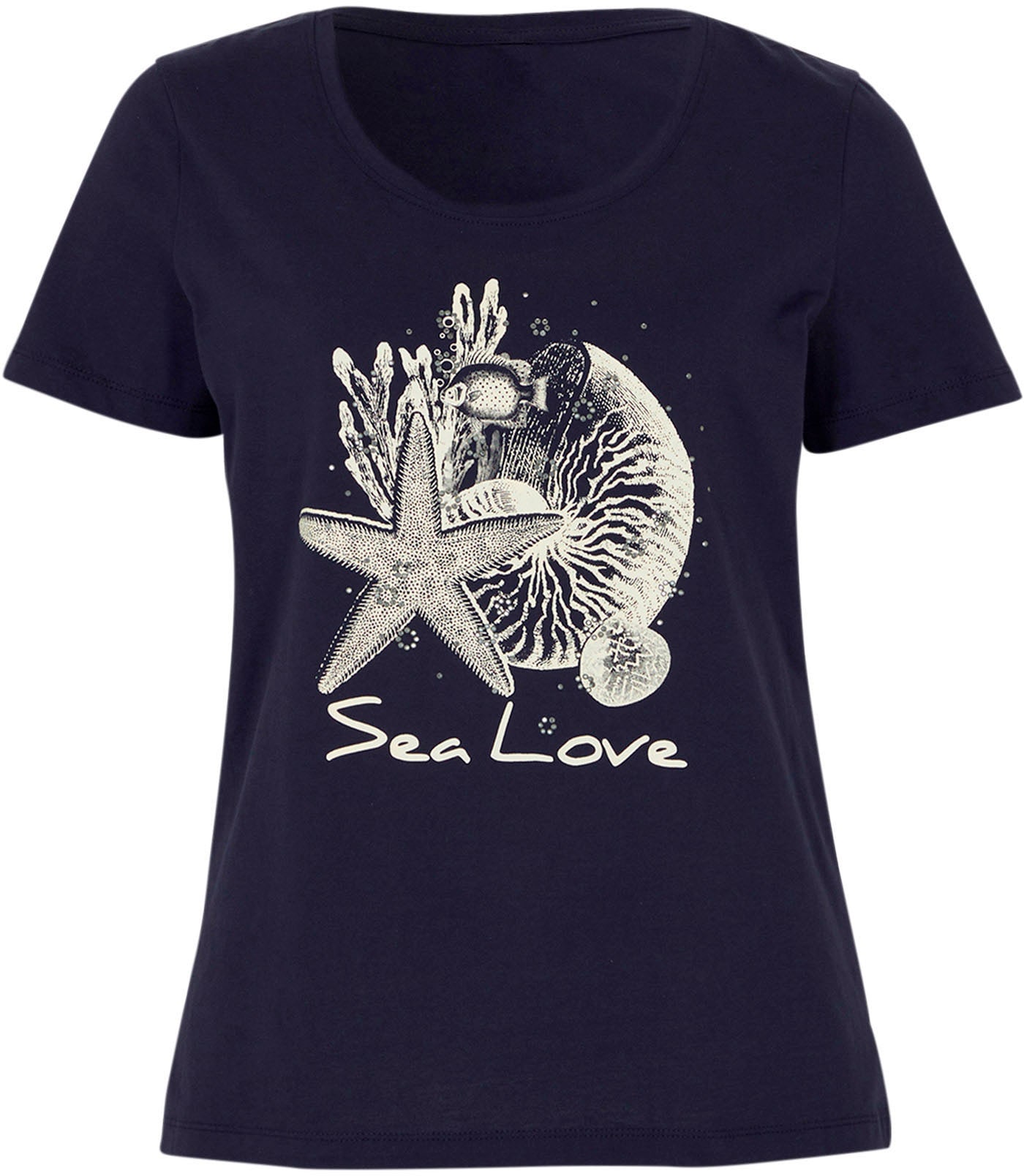 bonprix T-Shirt »T-Shirt Sea Love« lockere Passform, Kurzarm-Design, mit maritimem Druck