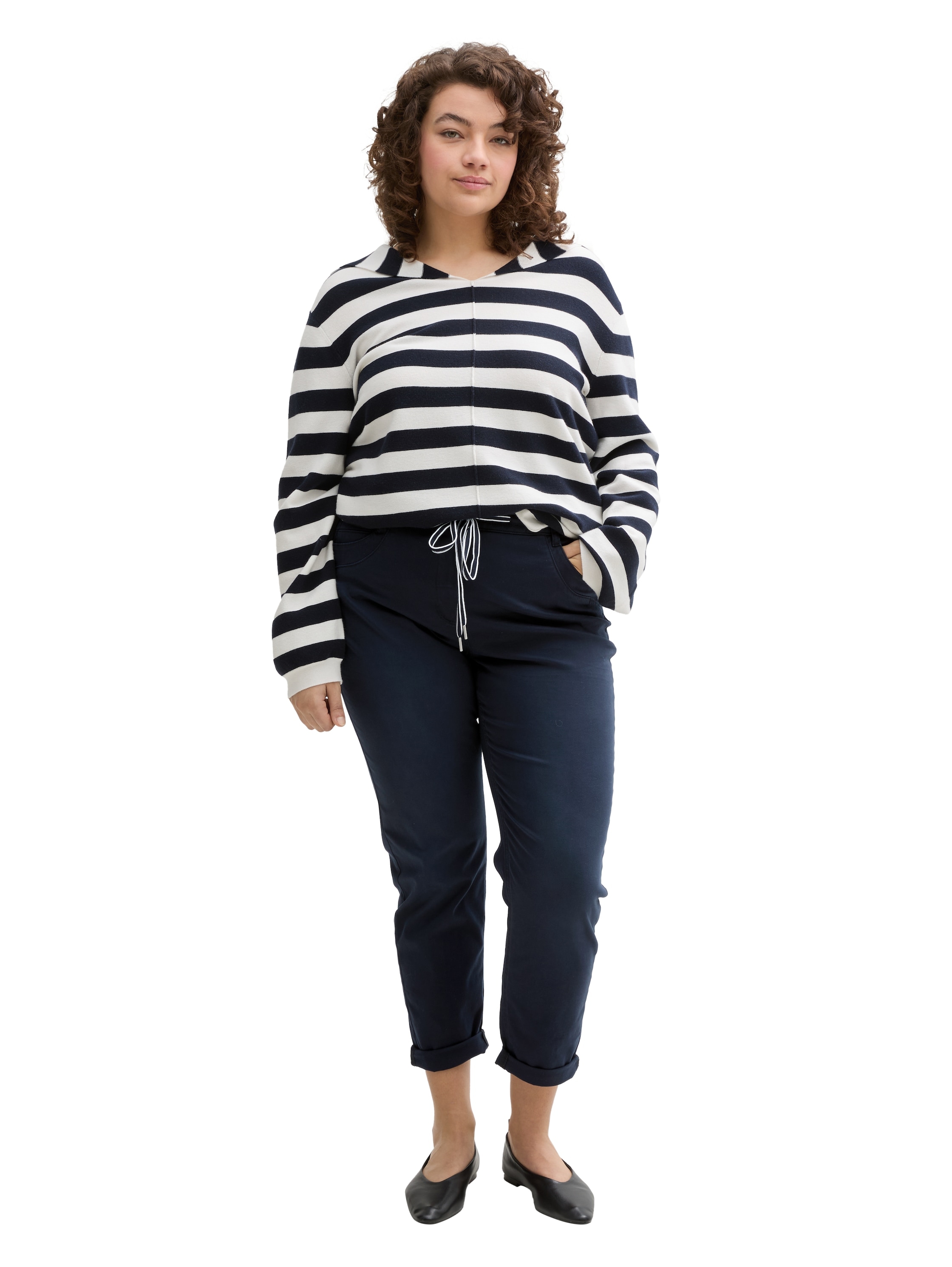 TOM TAILOR PLUS Jogger Pants, im 5-Pocket-Stil mit Stretch und Bindeband