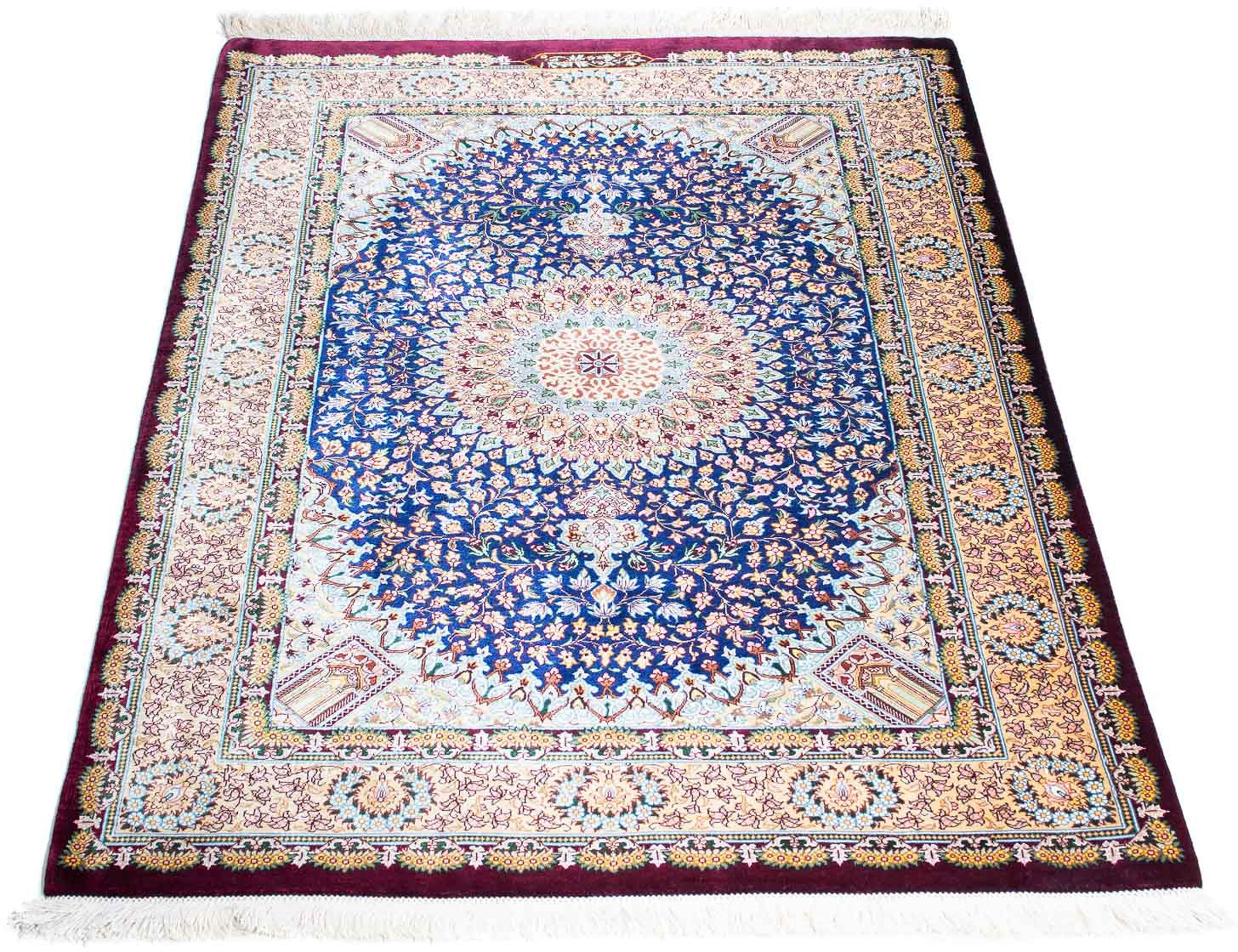 Image of morgenland Orientteppich »Perser - Ghom - 117 x 79 cm - dunkelrot«, rechteckig, 10 mm Höhe, Wohnzimmer, Handgeknüpft, Einzelstück mit Zertifikat bei Ackermann Versand Schweiz