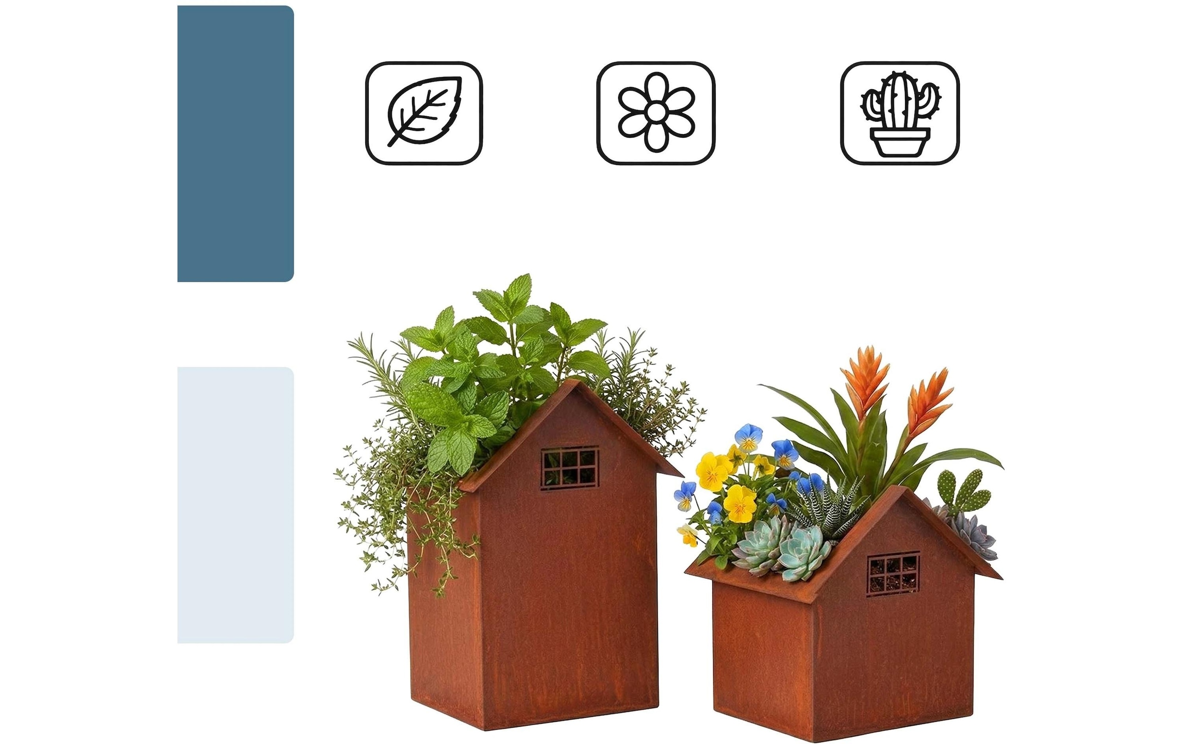 relaxdays Pot de fleurs »Haus 2er Set«