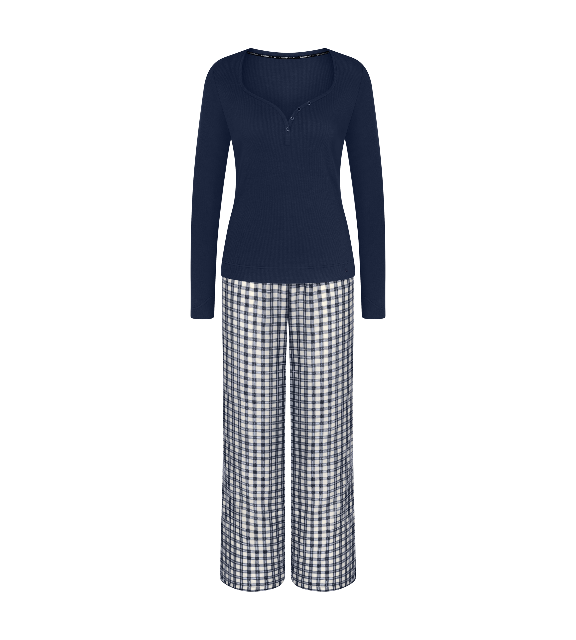 Image of Triumph Schlafanzug "Elevated Sets" 2 Hose kariert, schlichtes Oberteil mit Knopfleiste