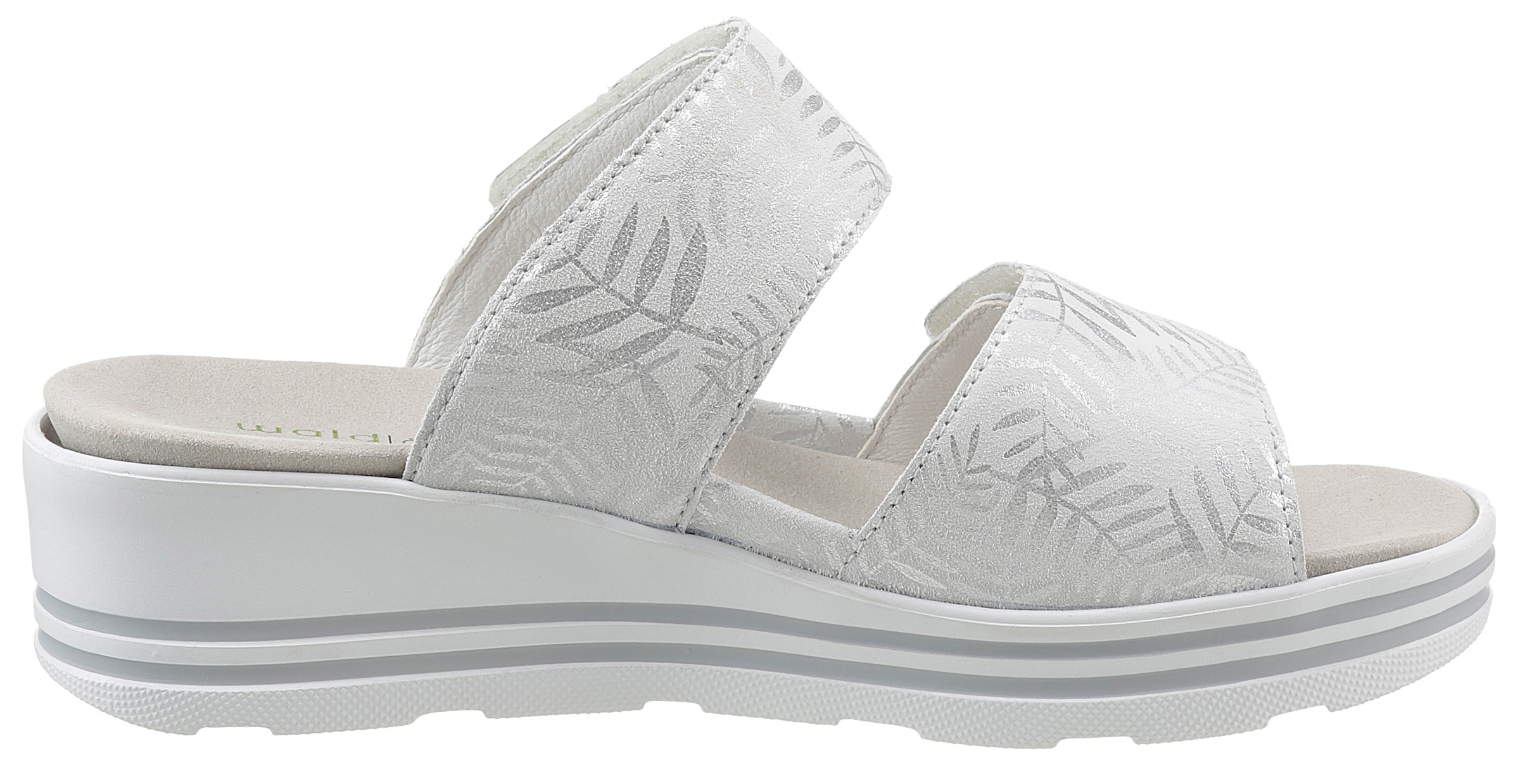 Waldläufer Pantolette »H-MICHELLE«, Keilabsatz, Sommerschuh, Schlappen mit dezenter Musterung, H-Weite