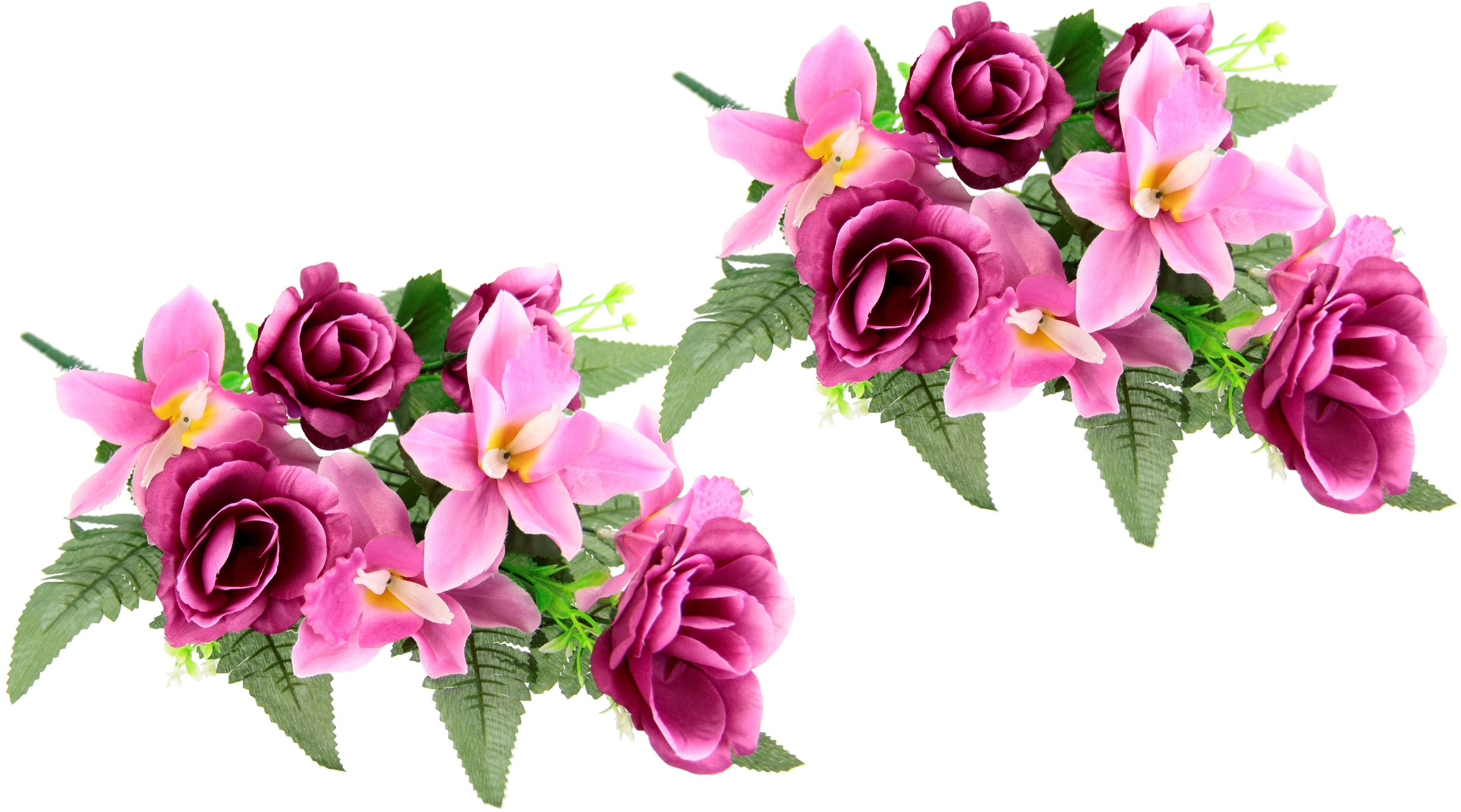 I.GE.A. Kunstblume »Bouquet aus Orchideen und Rosen«, 2er Set Kunstblumenstrauss zum Legen oder Stellen Künstliche Blumen