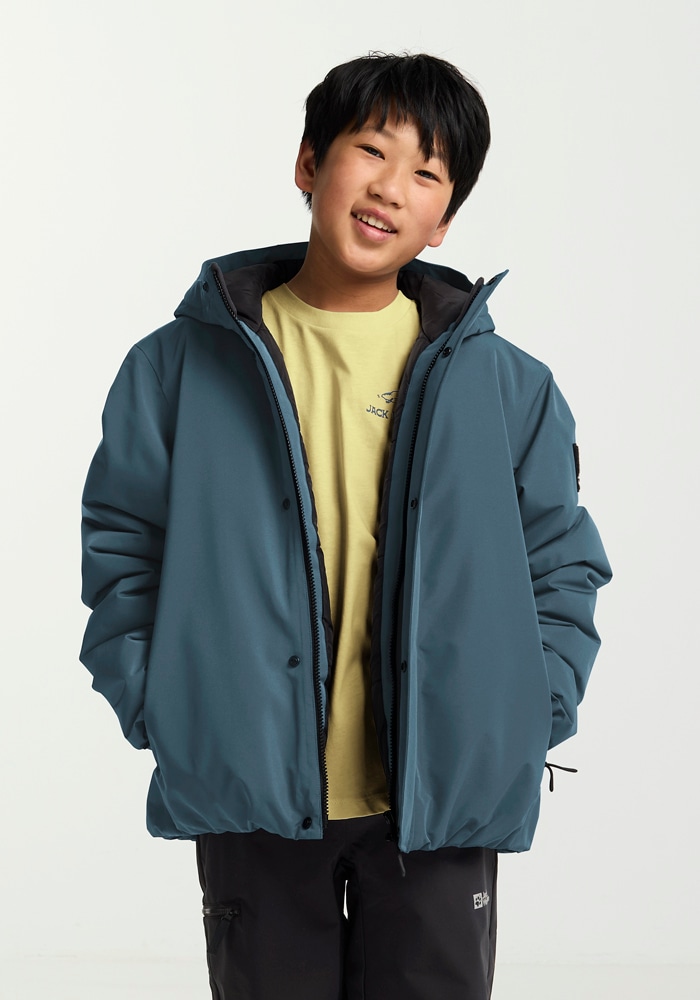Jack Wolfskin Veste d'extérieur »TEEN INS JACKET K« avec capuche wasserdicht, atmungsaktiv, mit fest verbundener Kapuze, für Kinder