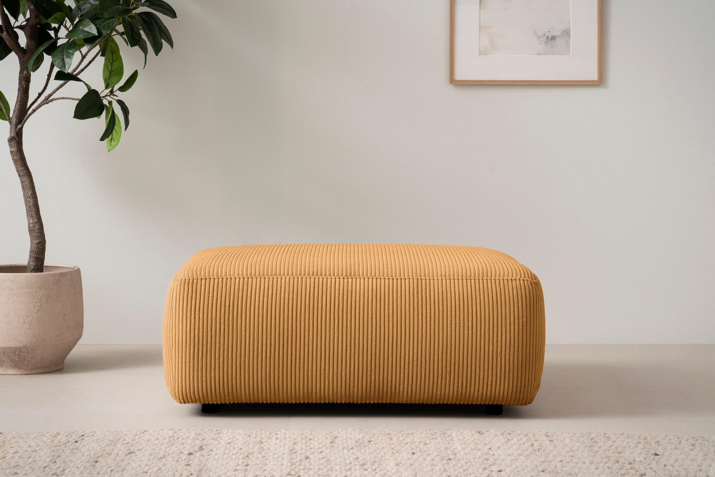 Home affaire Polsterhocker »Torge, Hocker in Cord, Samtvelours oder Struktur« passend zur Serie Torge, rechteckig, bequemer Sitzkomfort