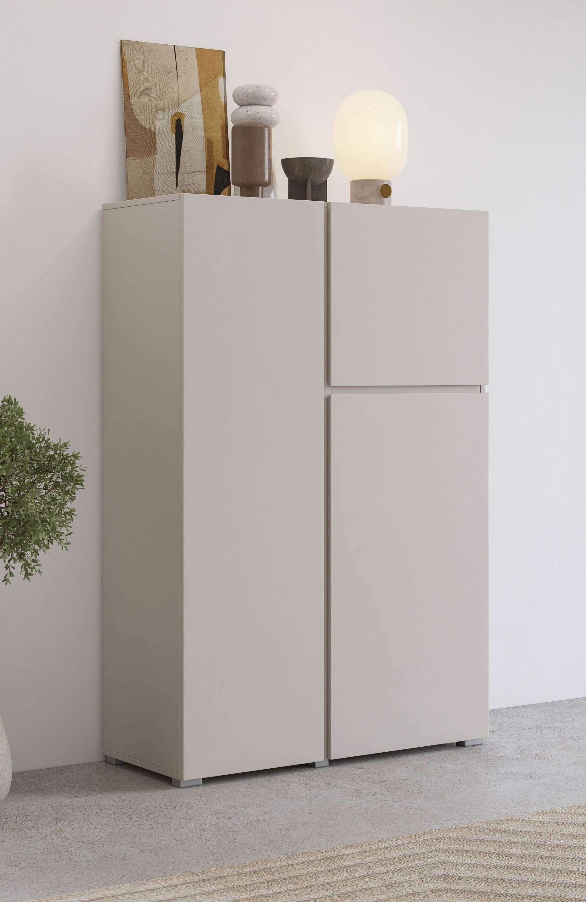 Image of GOODproduct Highboard "Metric,Breite 92cm, moderne grifflose Hochkommode 3 Türen,Highboard" Hochschrank mit viel Stauraum, Einlegeböden verstellbar, Türkommode