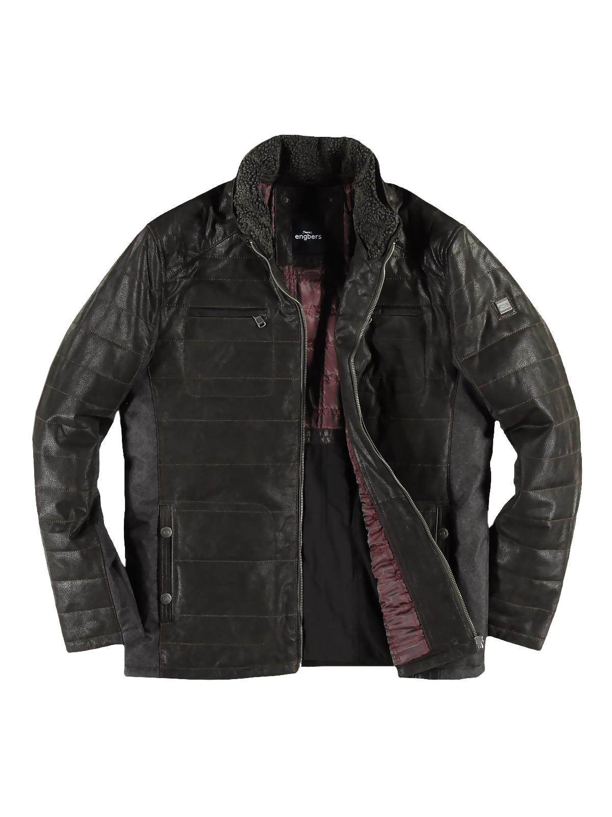 Lederjacke mit Steppelementen