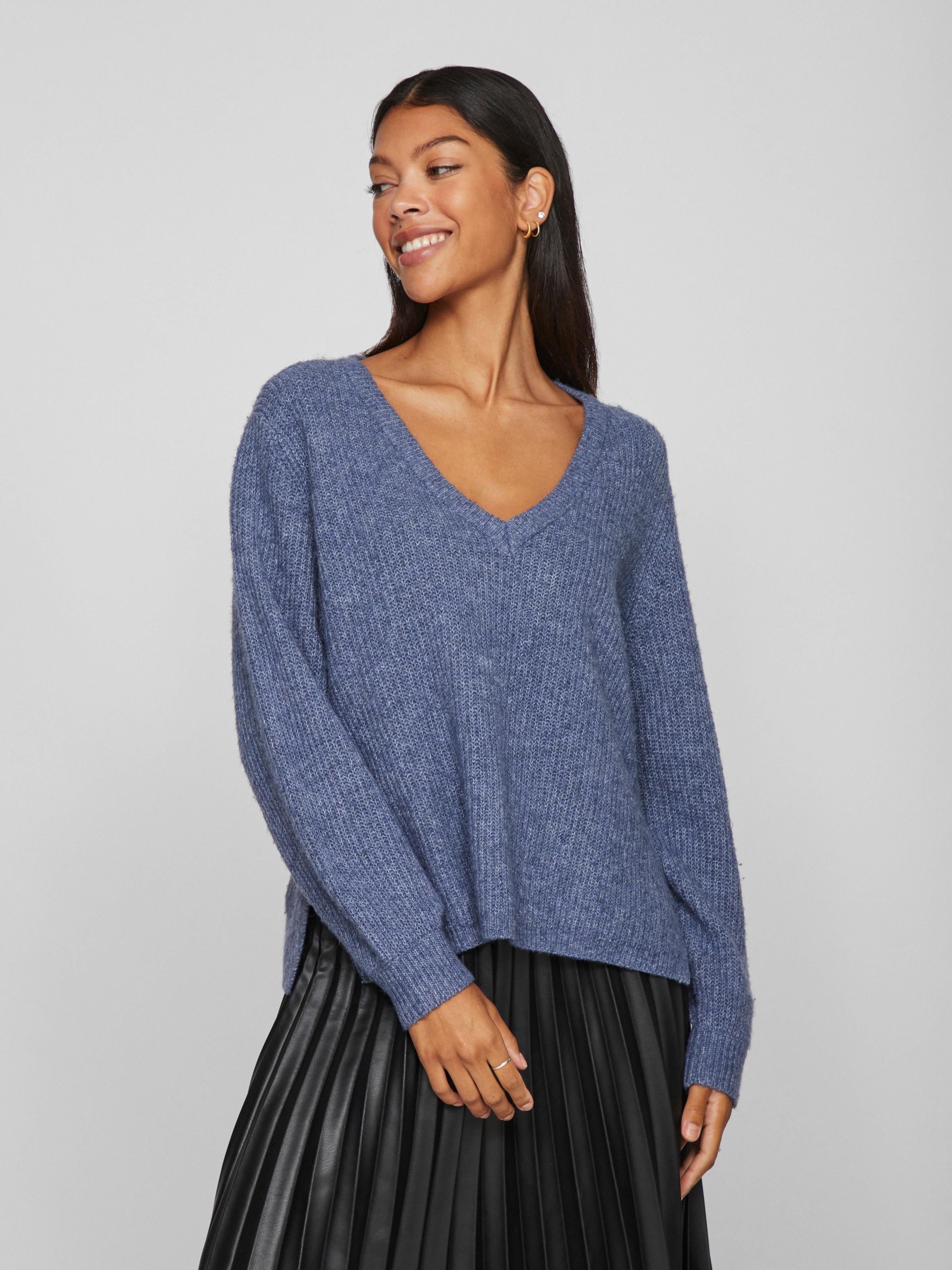 V-Ausschnitt-Pullover »VIBELUNA V-NECK REV L/S KNIT TOP - NOOS«