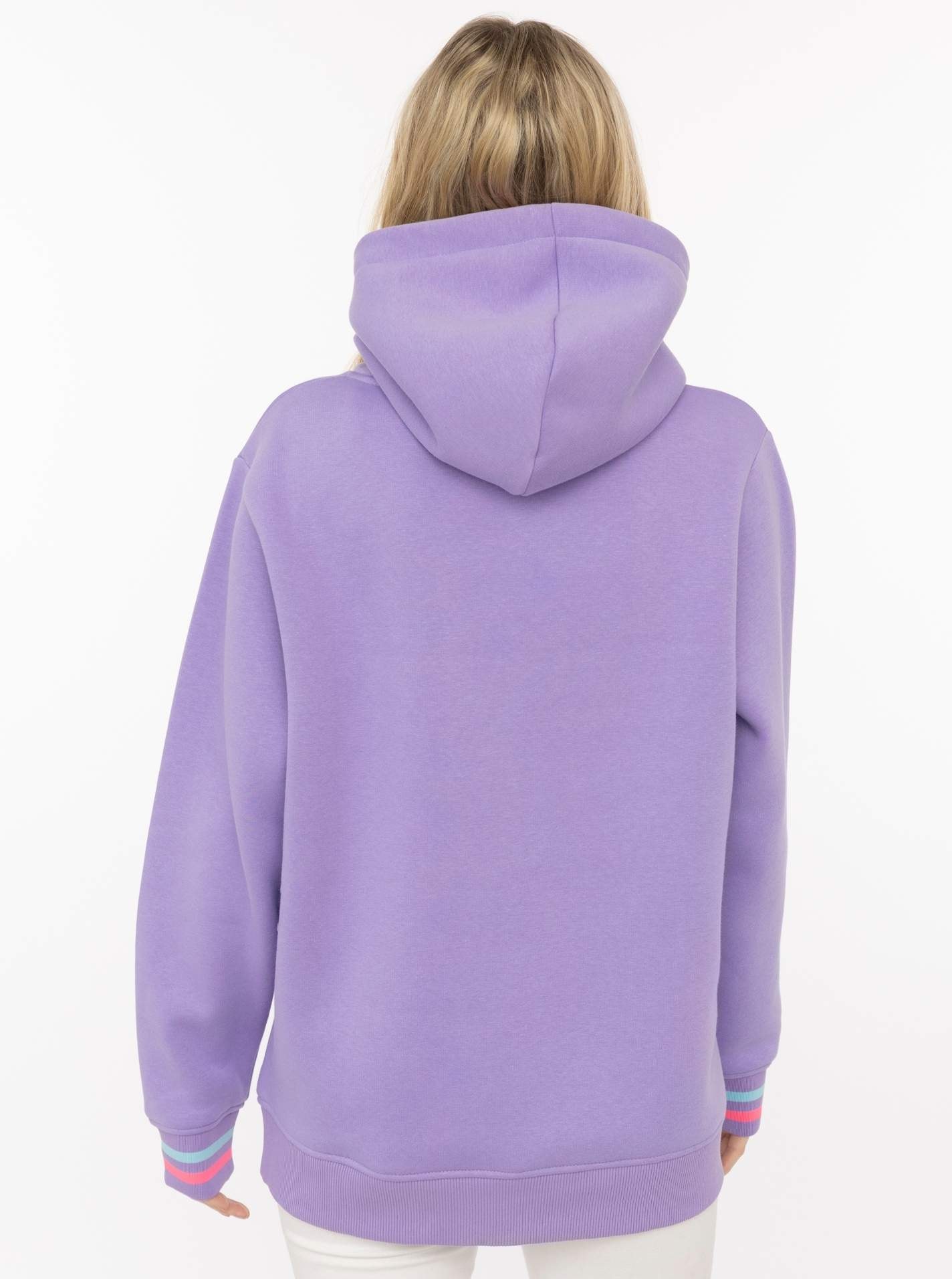 Zwillingsherz Hoodie »"Be Happy!"«, poignets rayés, impression sur la poitrine, capuche, poche kangourou
