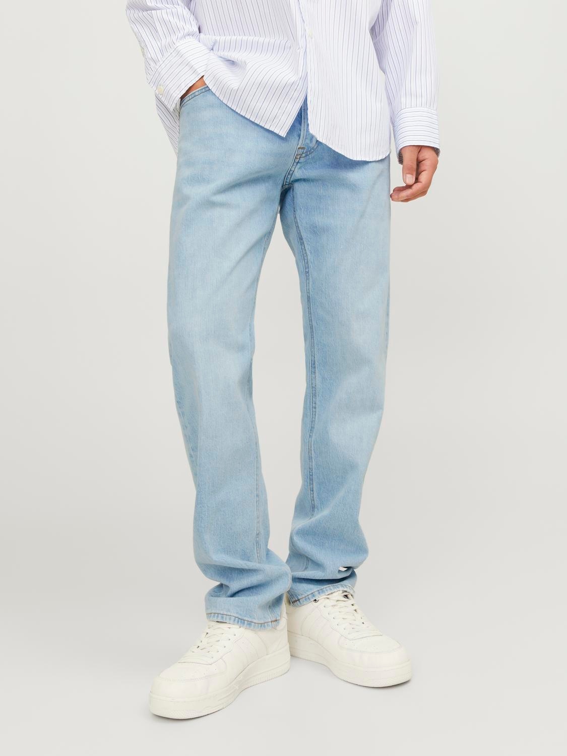 Image of Jack & Jones Tapered-fit-Jeans "JJIMIKE aus elastischem Material und Used-Waschung" Denim/Jeans, modisch, bequem, Baumwollmischung