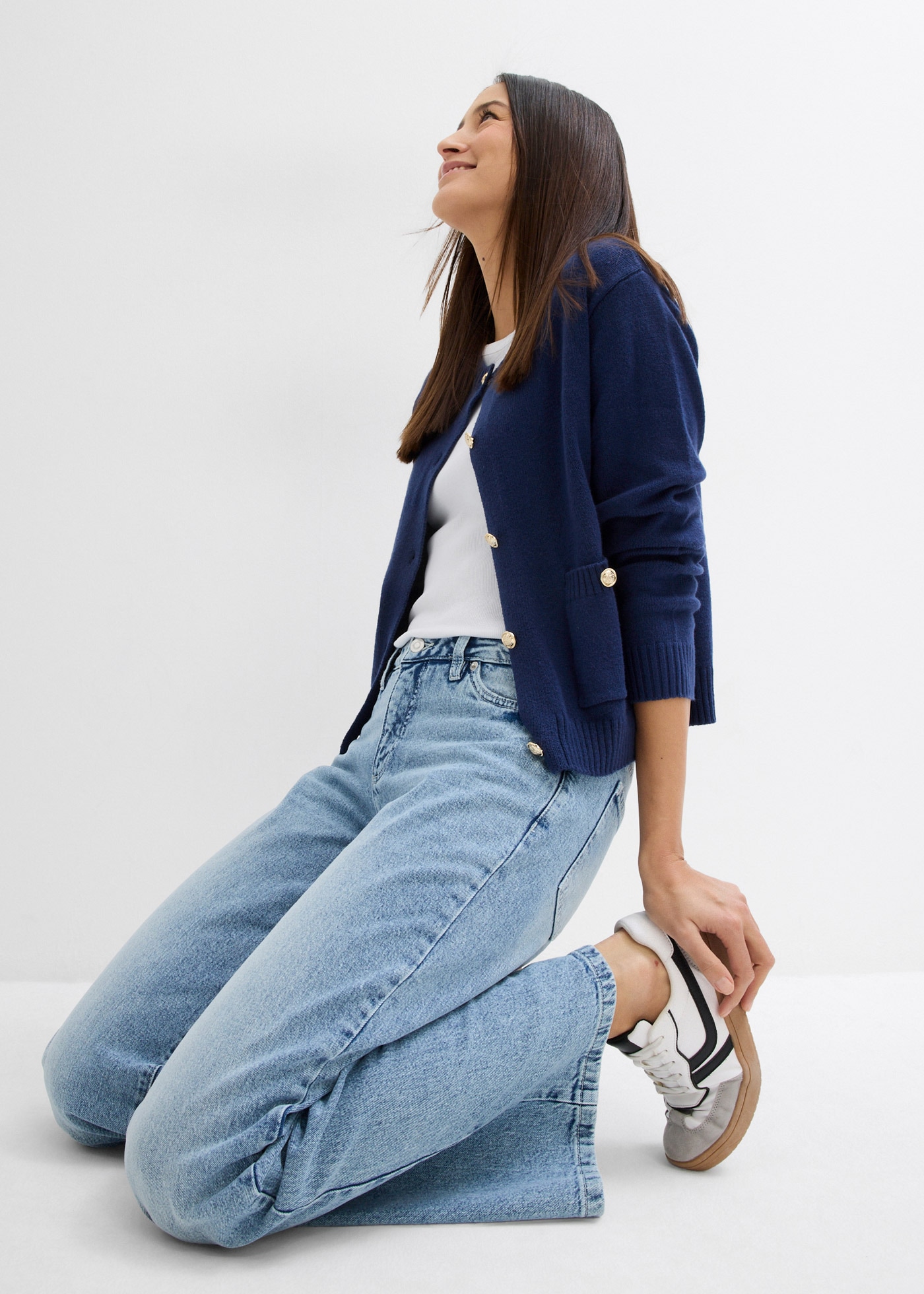 bonprix Jeans large 1 mittlere Bundhöhe, aus festem Baumwoll-Denim, mit Zip Fly und Knopf