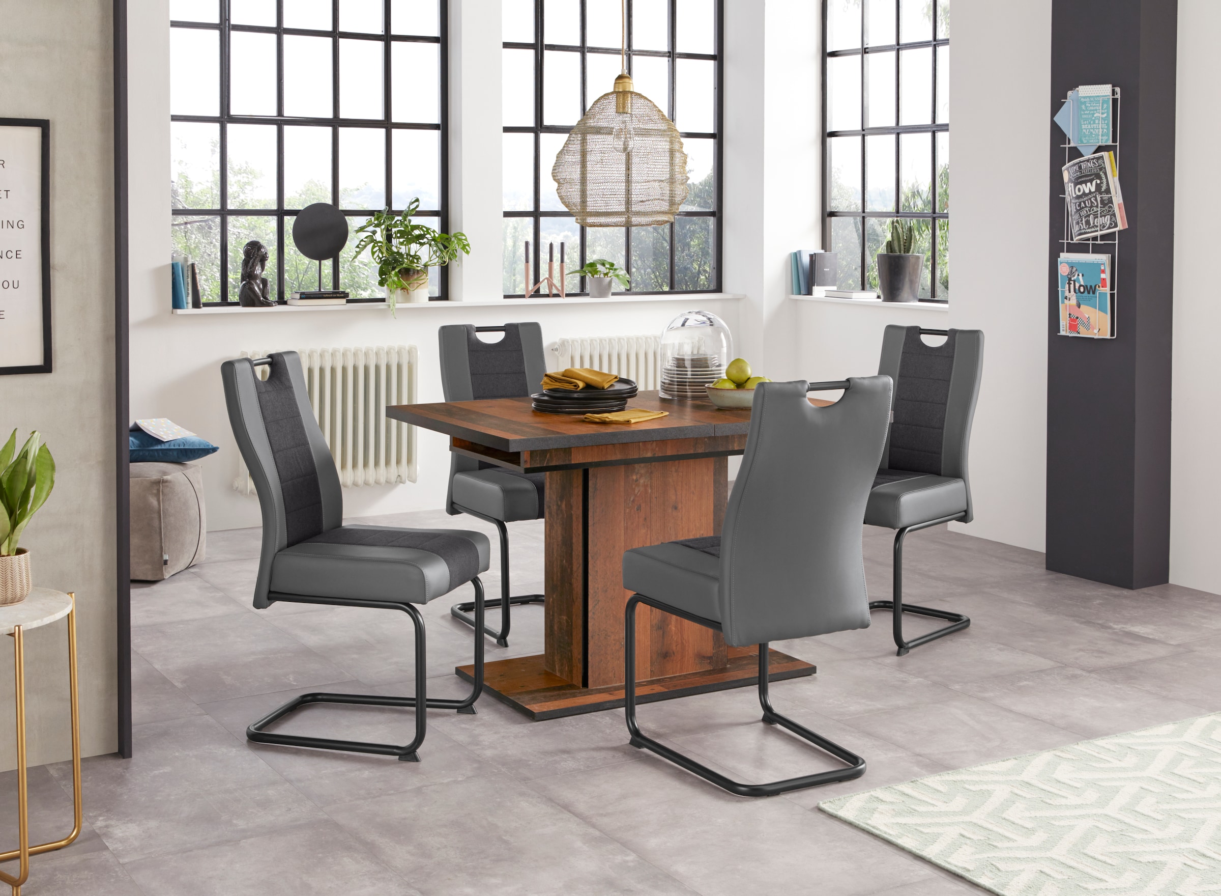 Image of HELA Essgruppe Set, 5 Stk. tlg. bestehend aus 4x Erika Stuhl & 1x Ariana Tisch ausziehbar