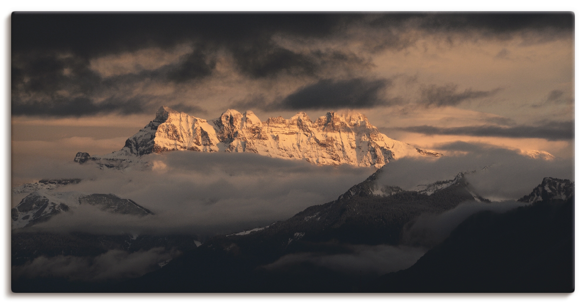Image of Artland Leinwandbild "Dents du Midi, Schweizer Berge" Berge 1 Stk. tlg. auf Holzrahmen gespannt