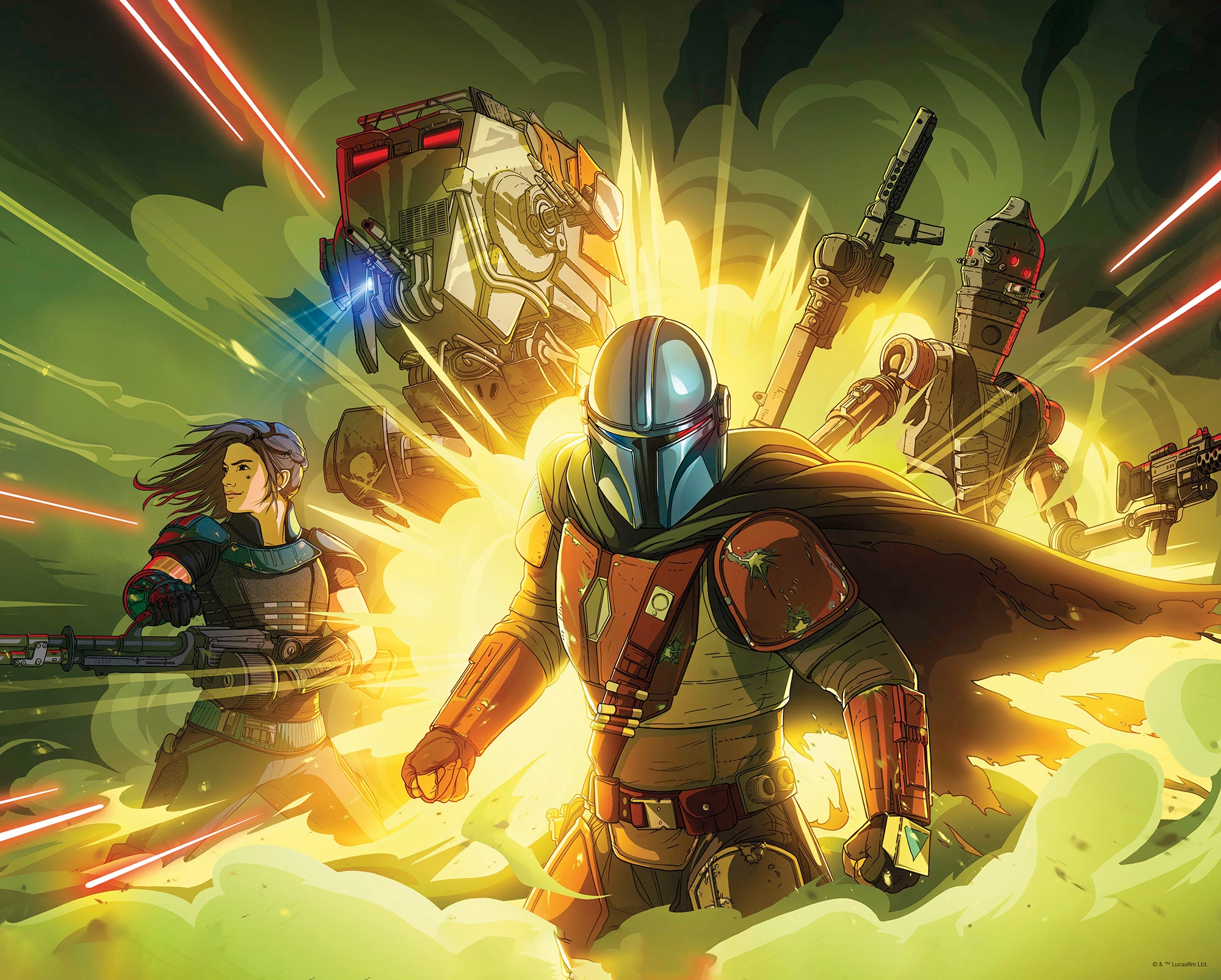 Image of Komar Bild "Mandalorian Fireteam" Disney Star Wars 1 Stk. tlg. Wandbild zur Dekoration im Kinderzimmer - ohne Rahmen