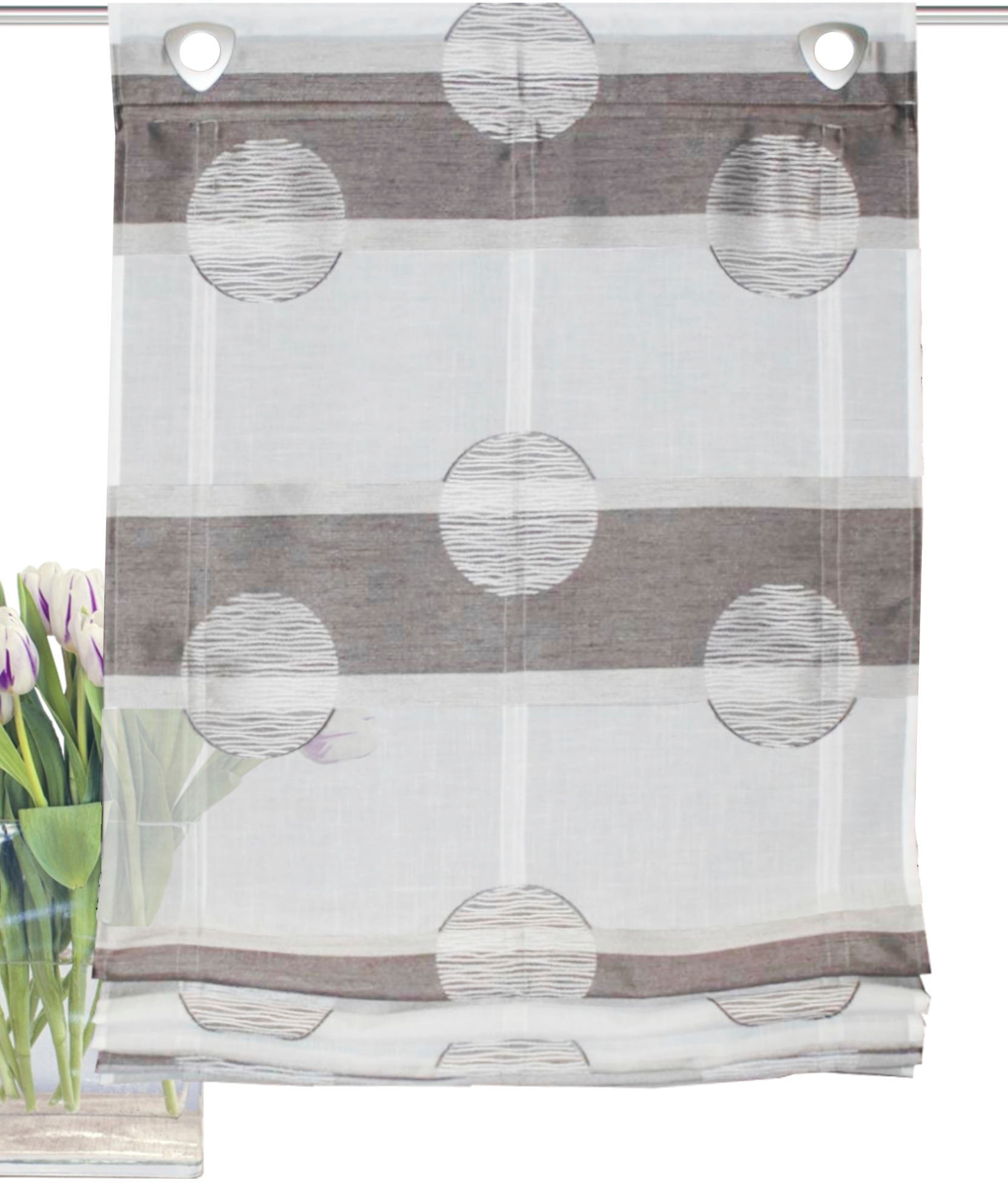 Image of HOME WOHNIDEEN Raffrollo »MEGARA«, mit Ösen, freihängend, Querstreifen Scherli bei Ackermann Versand Schweiz