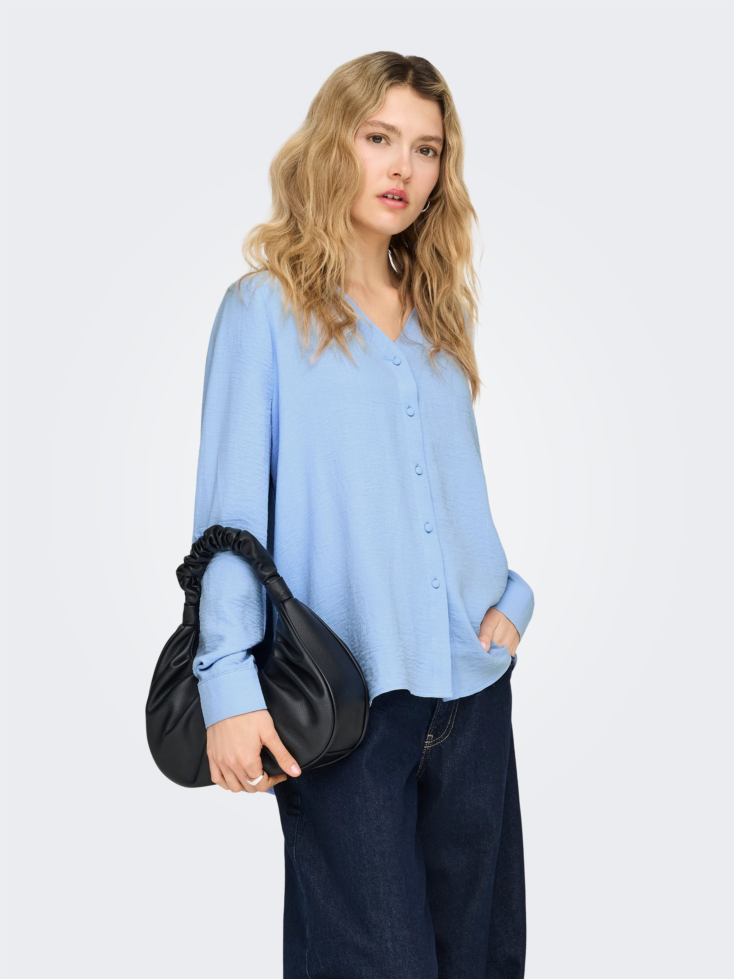 ONLY Shirtbluse »ONLJANA METTE V-NECK LS SHIRT NOOS WVN«