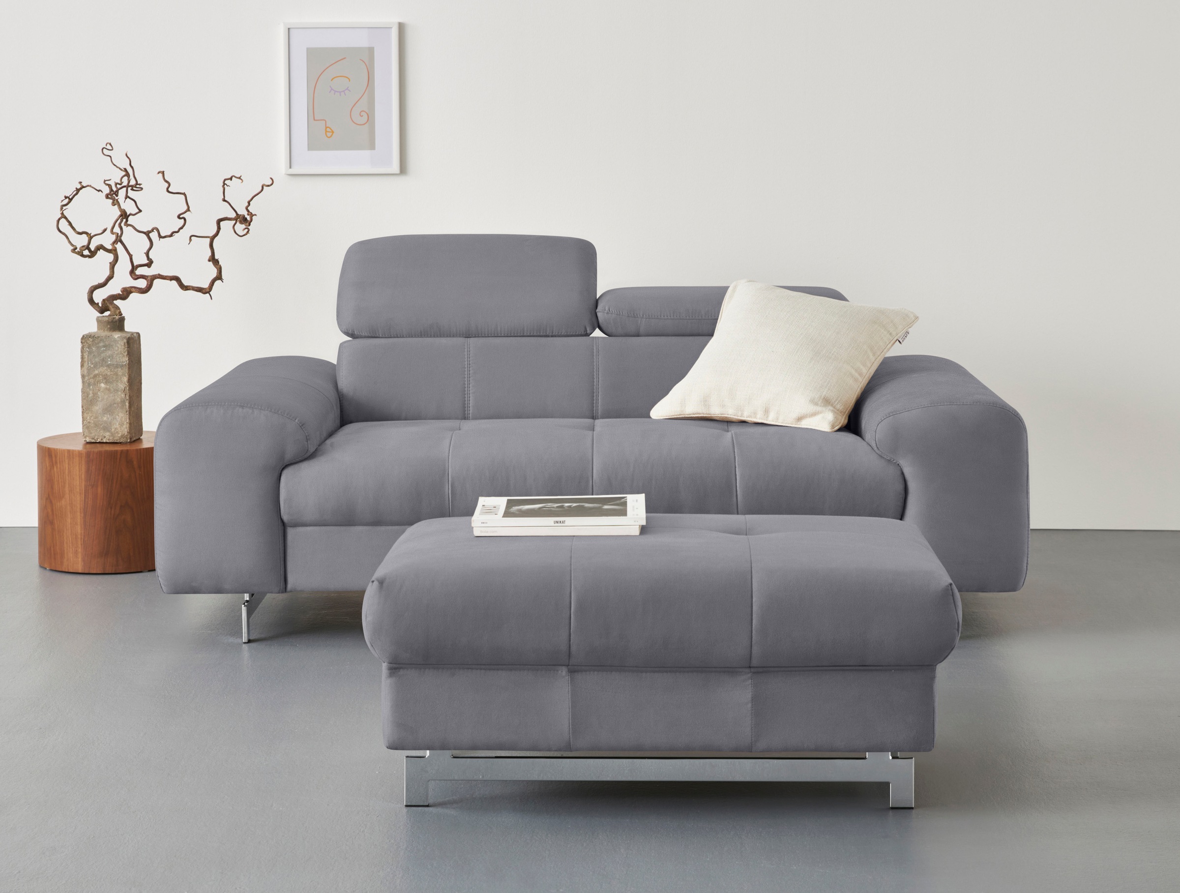 COTTA 2-Sitzer »Chef«, Big-Sofa mit Kopfteilverstellung, edle Metallkufen