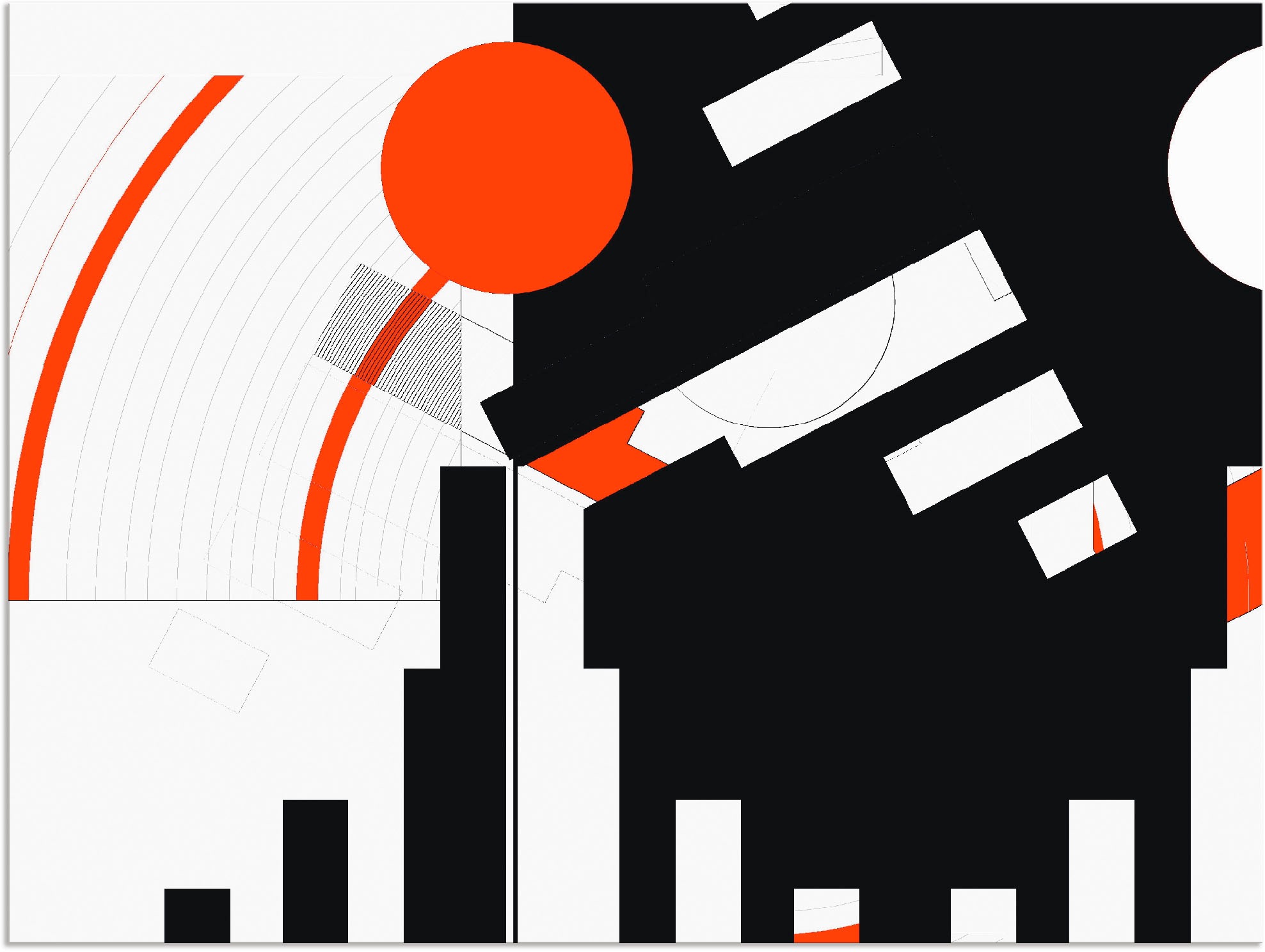 Image of Artland Wandbild »Schwarz weiss trifft rot Version 5«, Muster, (1 St.), in vielen Grössen & Produktarten - Alubild / Outdoorbild für den Aussenbereich, Leinwandbild, Poster, Wandaufkleber / Wandtattoo auch für Badezimmer geeignet bei Ackermann Versand Sch