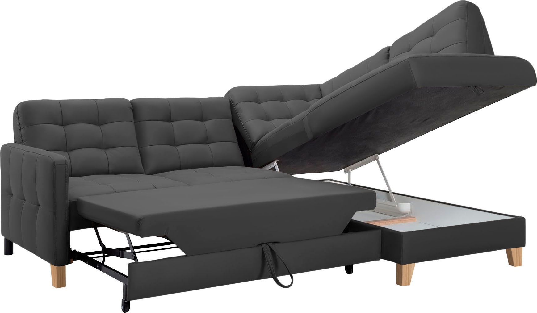 exxpo - sofa fashion Ecksofa »Elio, kompakt und komfortabel, bequem, zeitloses Design, L-Form«, wahlweise mit Bettfunktion und Bettkasten