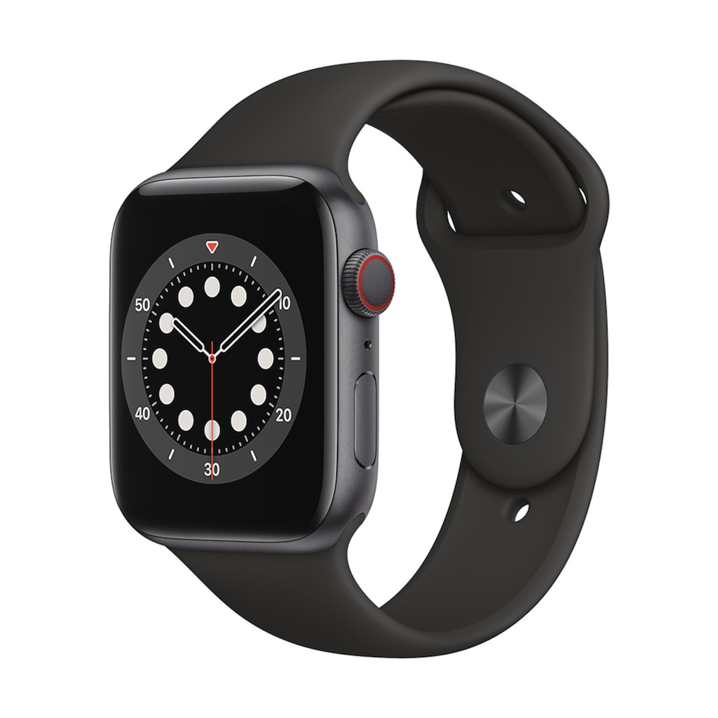 Apple Smartwatch »Serie 6, GPS Cellular, 44 mm Aluminium-Gehäuse mit Sportarmband«, (Watch OS)