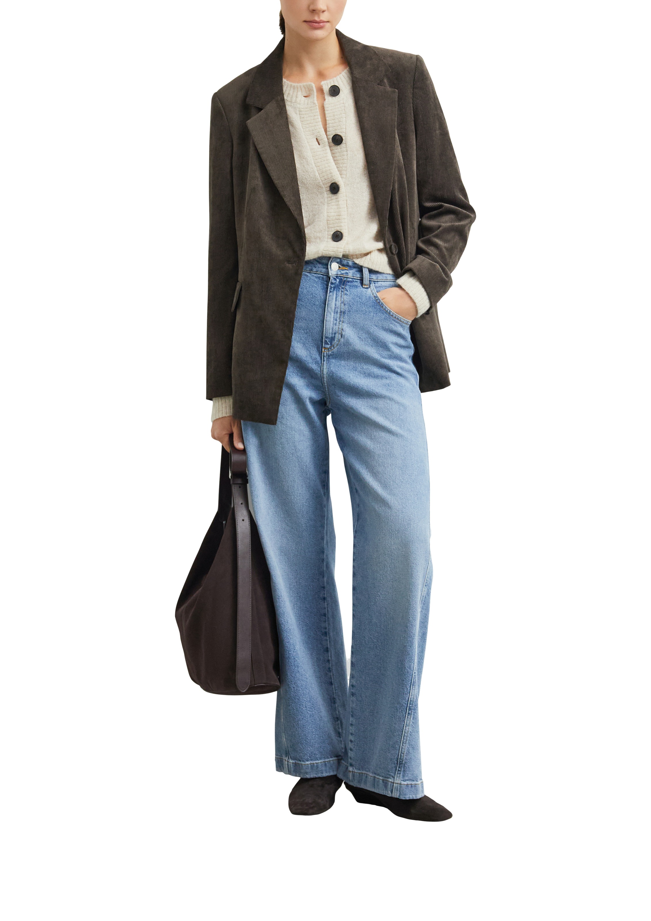 Comma Strickjacke mit Knopfleiste und Wolle