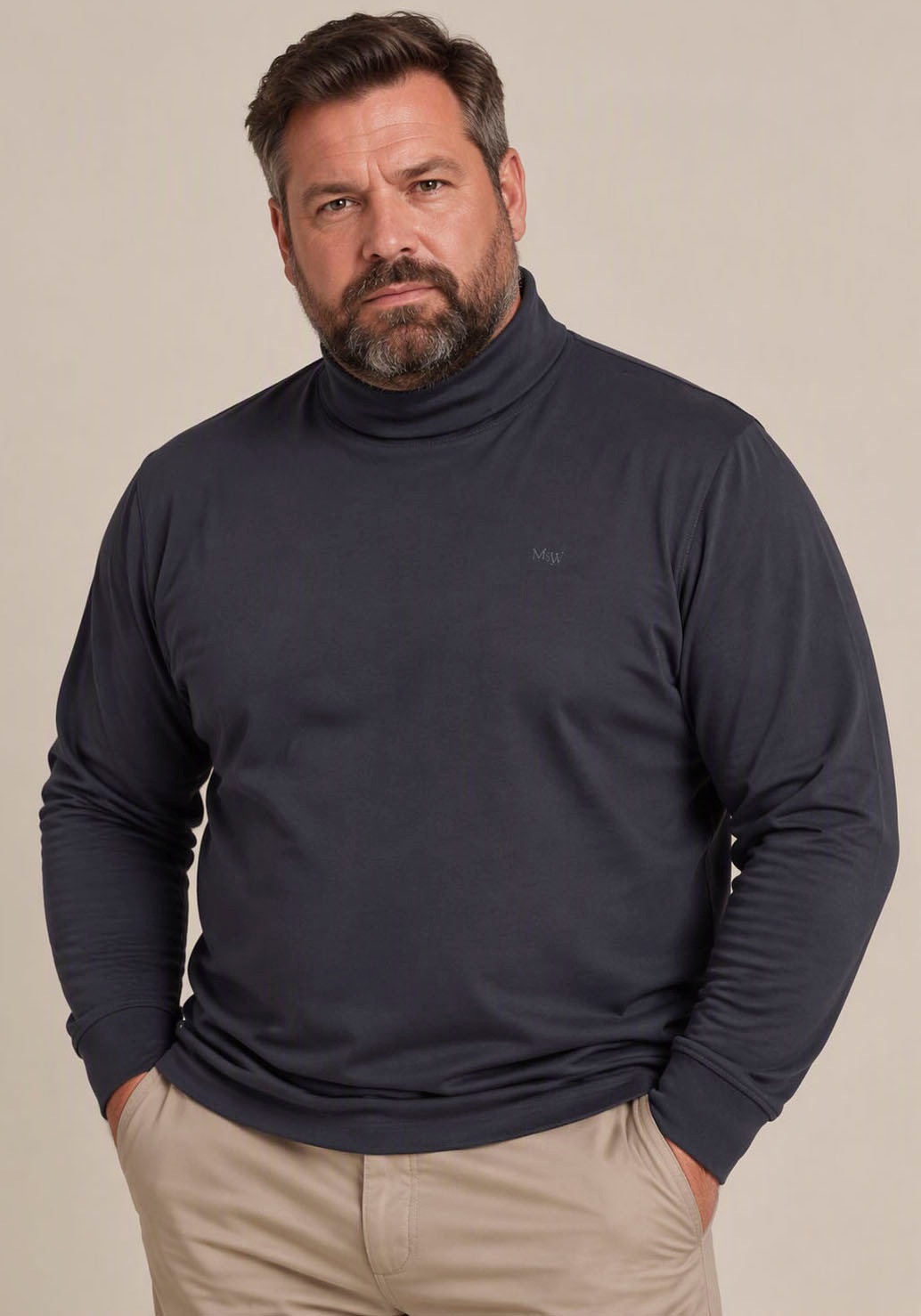 Image of Mans World Plus Rollkragenshirt "auch in Grosse Grössen bis Gr. 7XL Bauch-Fit" Regular Fit, Langarm, unifarbenes Basic-Stil