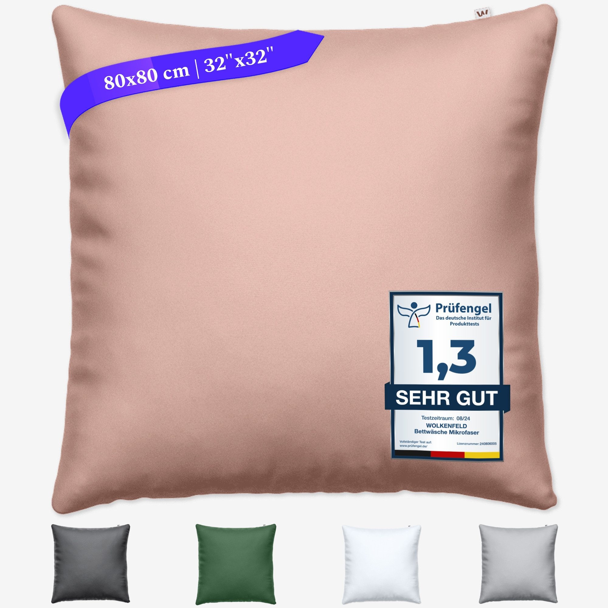 Wolkenfeld Kissenbezug »Mikrofaser Kissenbezug - Allergiker Kopfkissenbezug - unfassbar weich« Grösse 80x80, 40x80 und 70x90 cm; versteckter Reissverschluss