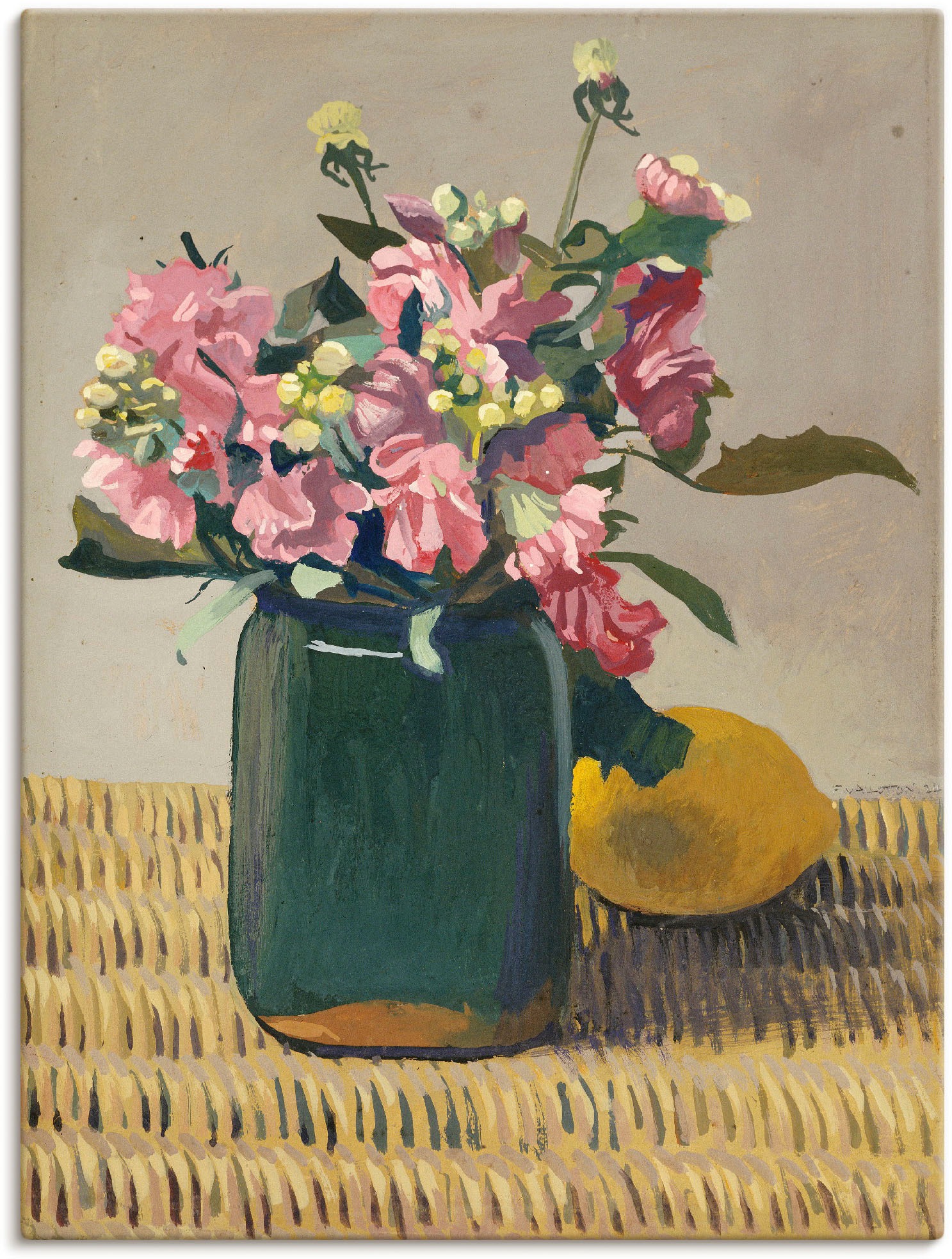 Image of Artland Wandbild »Blumenstrauss und eine Zitrone. 1924«, Arrangements, (1 St.), in vielen Grössen & Produktarten -Leinwandbild, Poster, Wandaufkleber / Wandtattoo auch für Badezimmer geeignet bei Ackermann Versand Schweiz