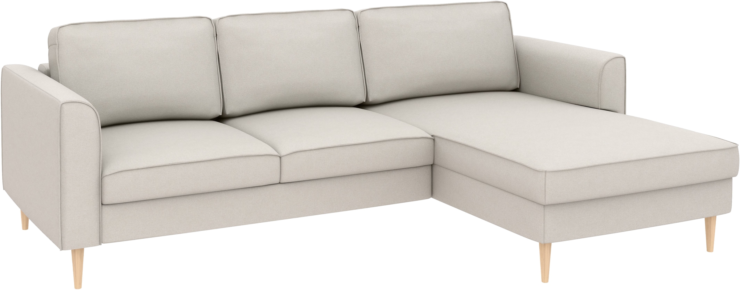 Home affaire Ecksofa »Booster, whlw. mit Schlaffunktion & Bettkasten, Fuss Buche lackiert« Recamiere beidseitig montierbar, L-Form, in Cord & Struktur, B: 232 cm