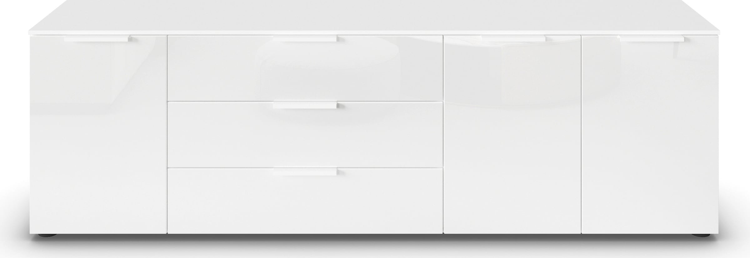 rauch Commode combinée »Kommode Türkommode Sideboard Kombikommode FLIPP mit Glasfront« Largeur 200 cm avec 2 étagères,  3 portes avec 3 tiroirs et fonction soft-close ainsi que façade en verre