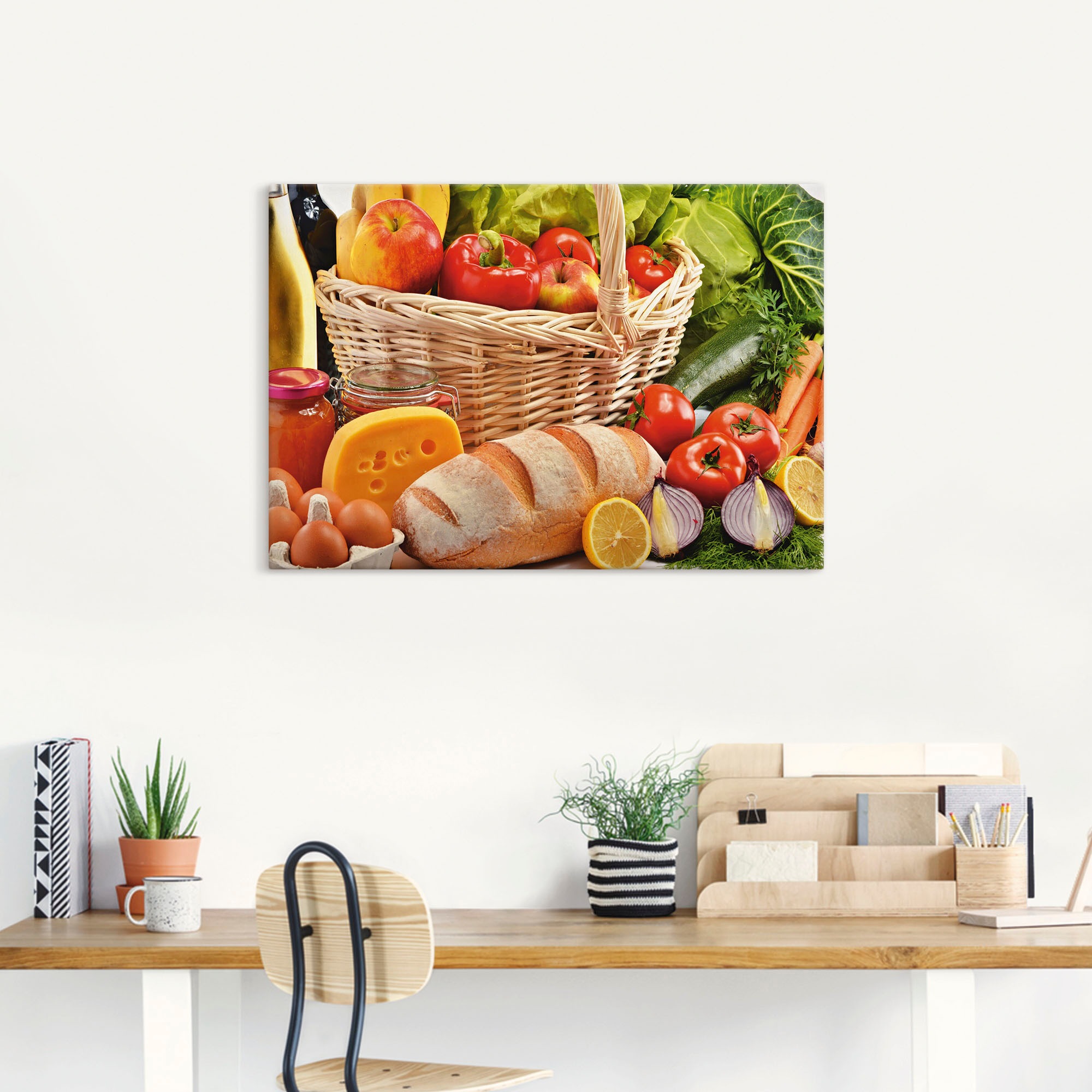 Artland Wandbild »Gesund Leben - Obst und Gemüsekorb« Lebensmittel 1 Stk. tlg. auf Holzrahmen gespannt