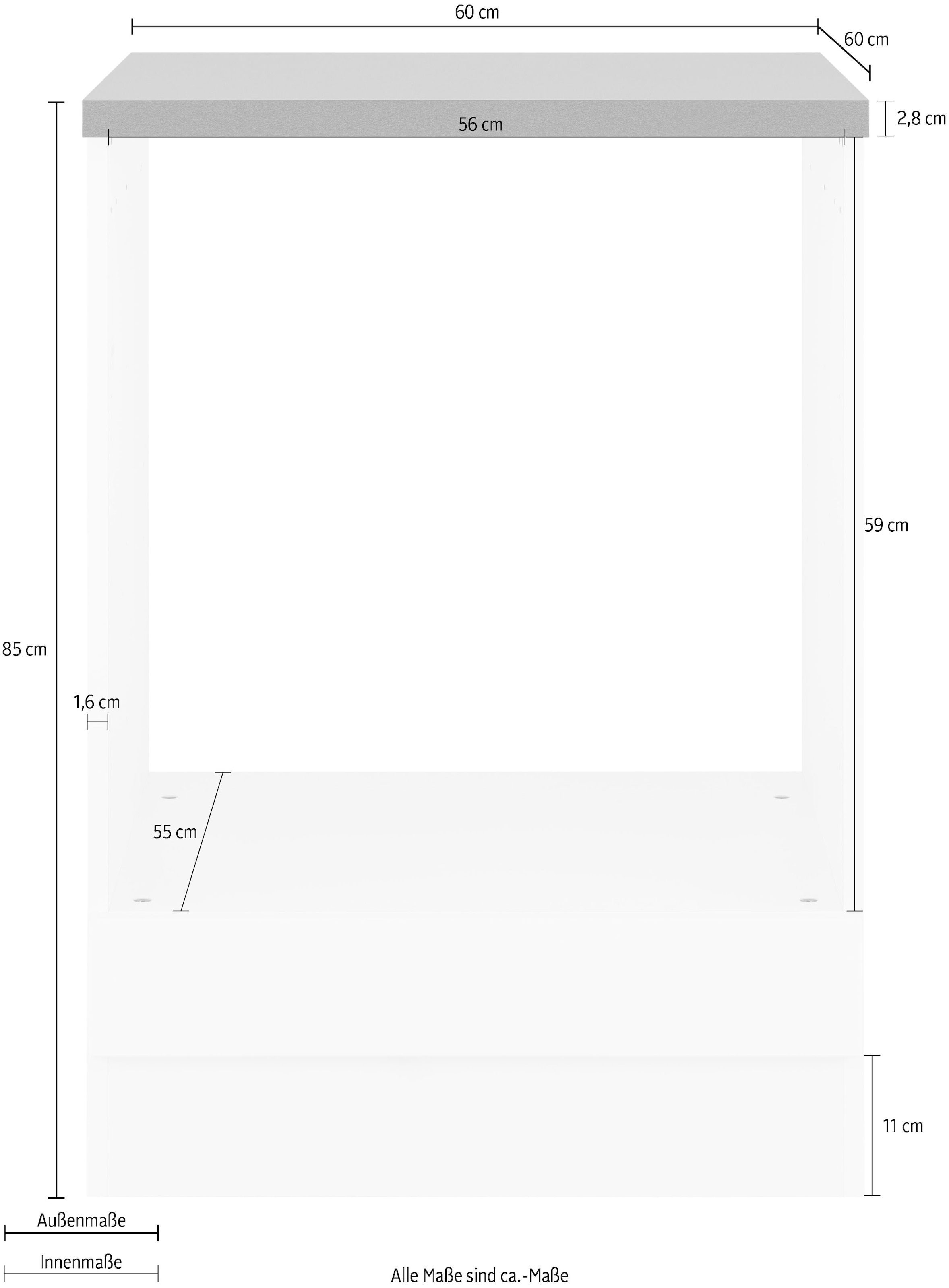 KOCHSTATION Herdumbauschrank »KS-Virginia,neu in verbesserter Ausführung« Stauraum,  Breite 60 cm, Höhe 85 cm, Nische für Ofen B/H/T: 56/59/55 cm