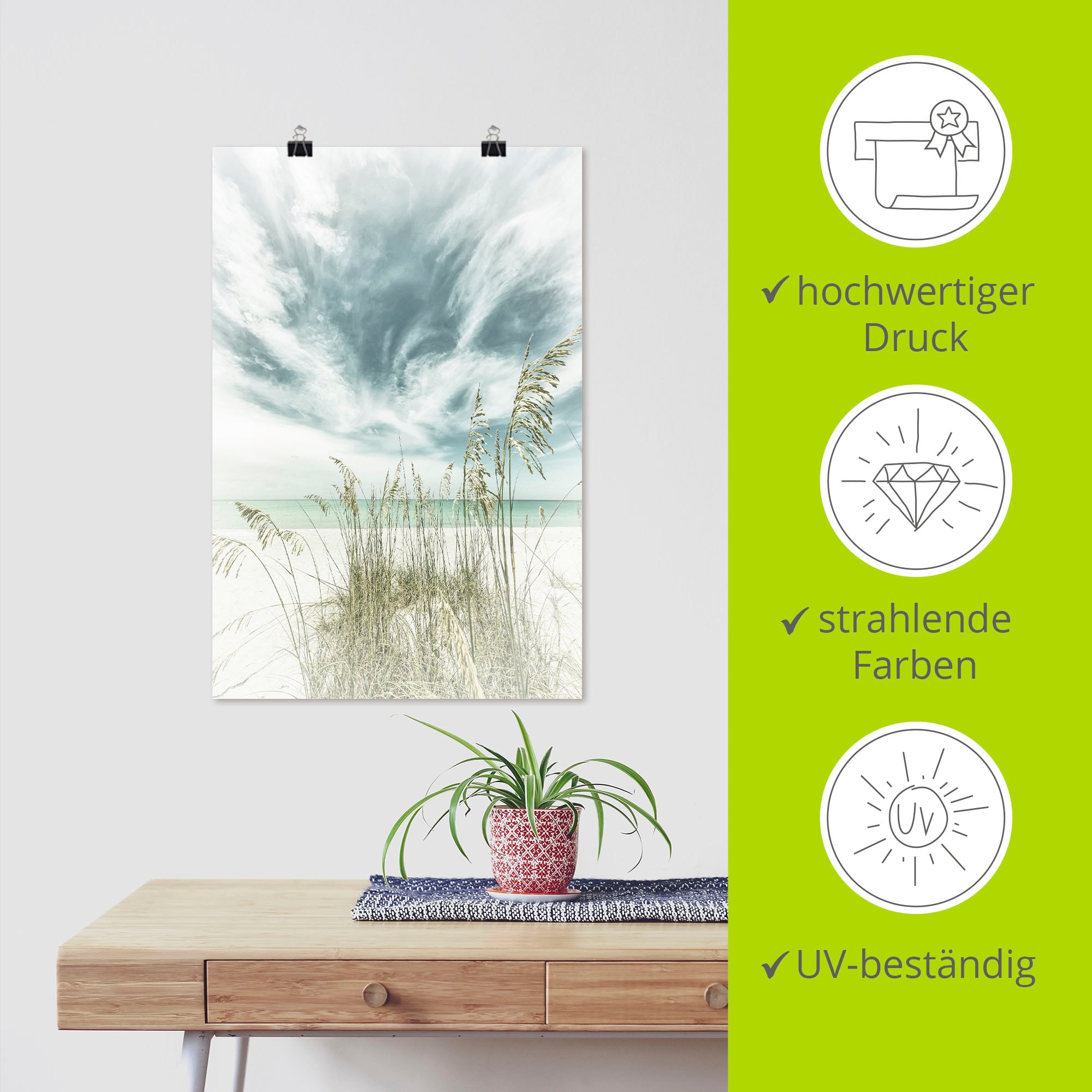 Artland Wandbild »Himmlische Stille am Strand Vintage« Strandbilder 1 Stk. tlg. als Alubild, Outdoorbild, Leinwandbild, Poster, Wandaufkleber