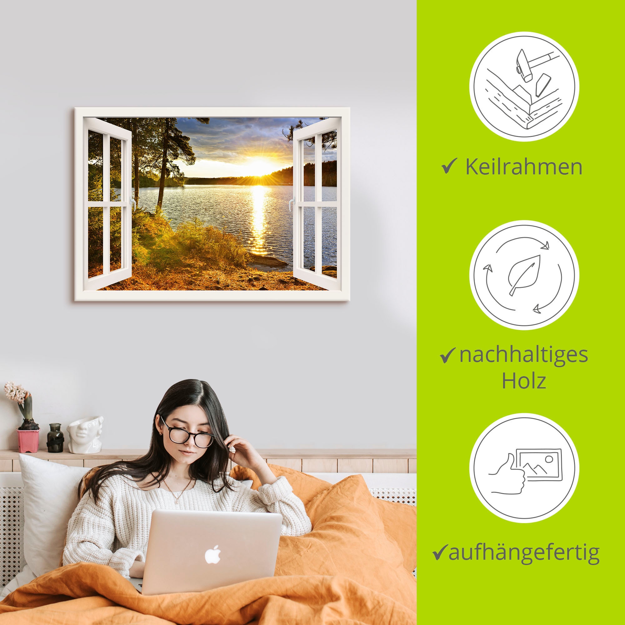 Artland Wandbild »Sonnenuntergang im Algonquin Park« Fensterblick 1 Stk. tlg. als Leinwandbild, Poster, Wandaufkleber in verschied. Grössen