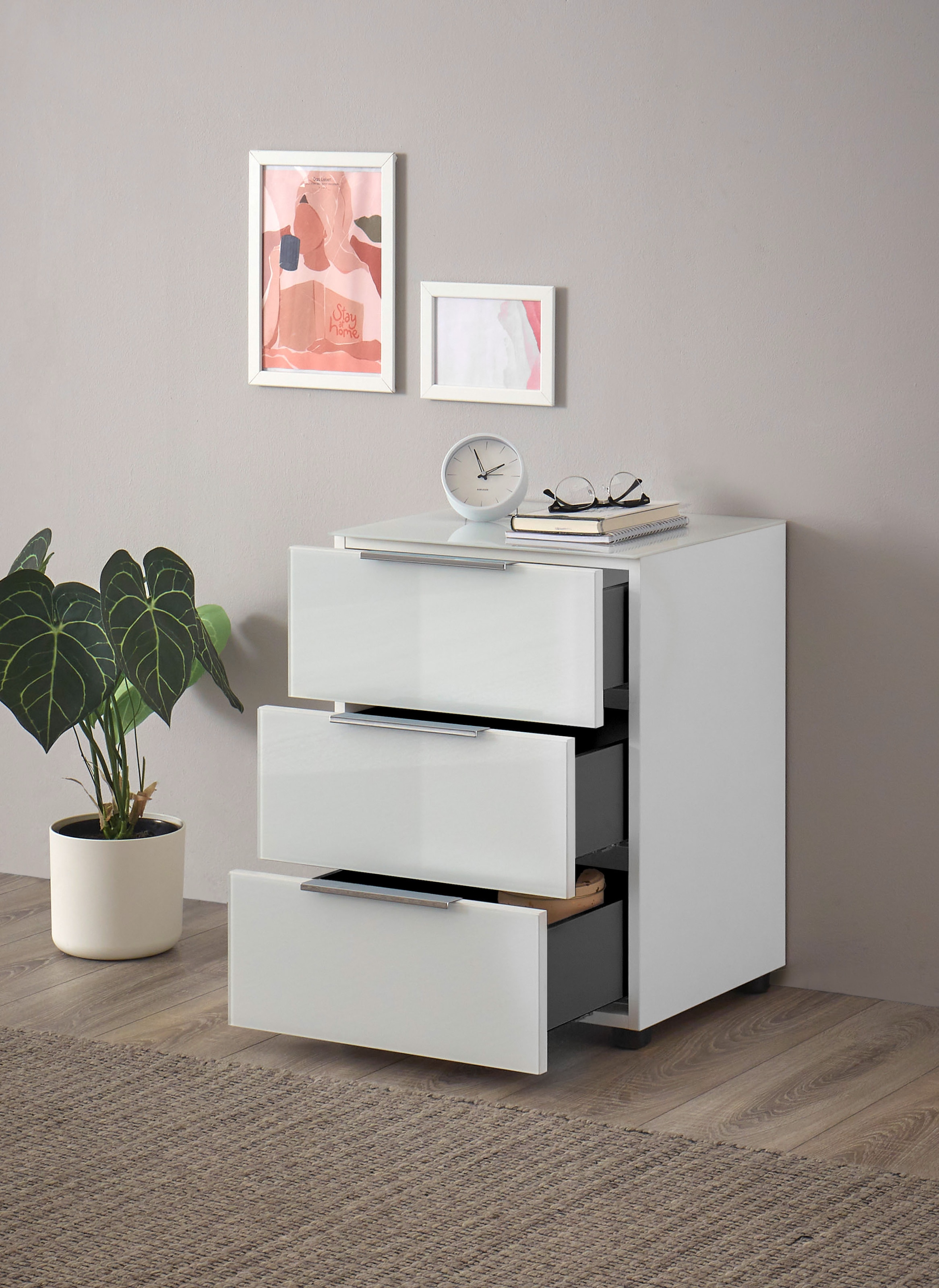HBZ Commode »Santorin Nachtkonsole, BxHxT 45x61x40 cm« 1 cuis tlg. Breite 45cm, Softclose für Schubkästen, Melaminbeschichtung