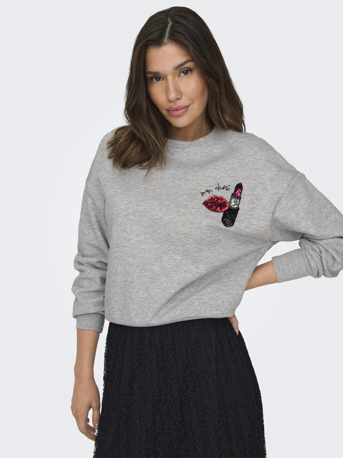 ONLY Sweater »ONLKINJA L/S LIPSTICK O-NECK BOX SWT«