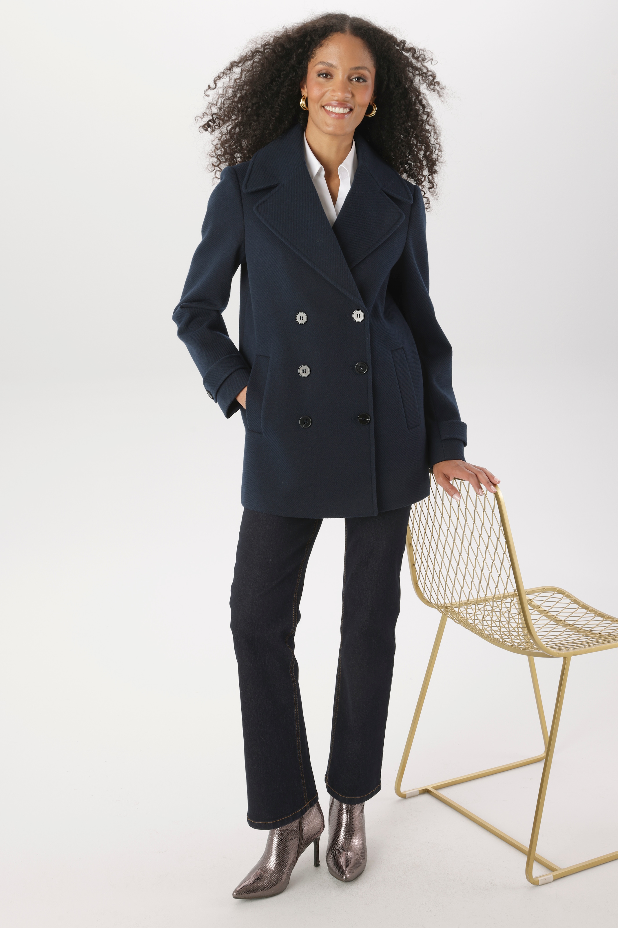 Aniston SELECTED Cabanjacke ohne Kapuze mit breitem Reverskragen