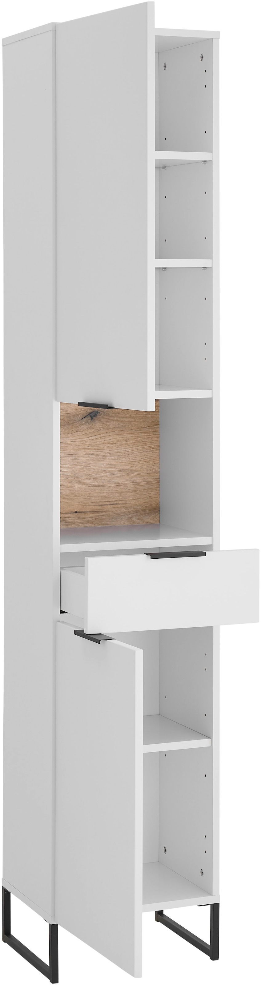 BASIC by Balculina Armoire haute »Denver Hochschrank, Badezimmerschrank BxHxT 38x195x32« 1 cuis tlg. Largeur 38 cm, porte montable G/D, Softclose