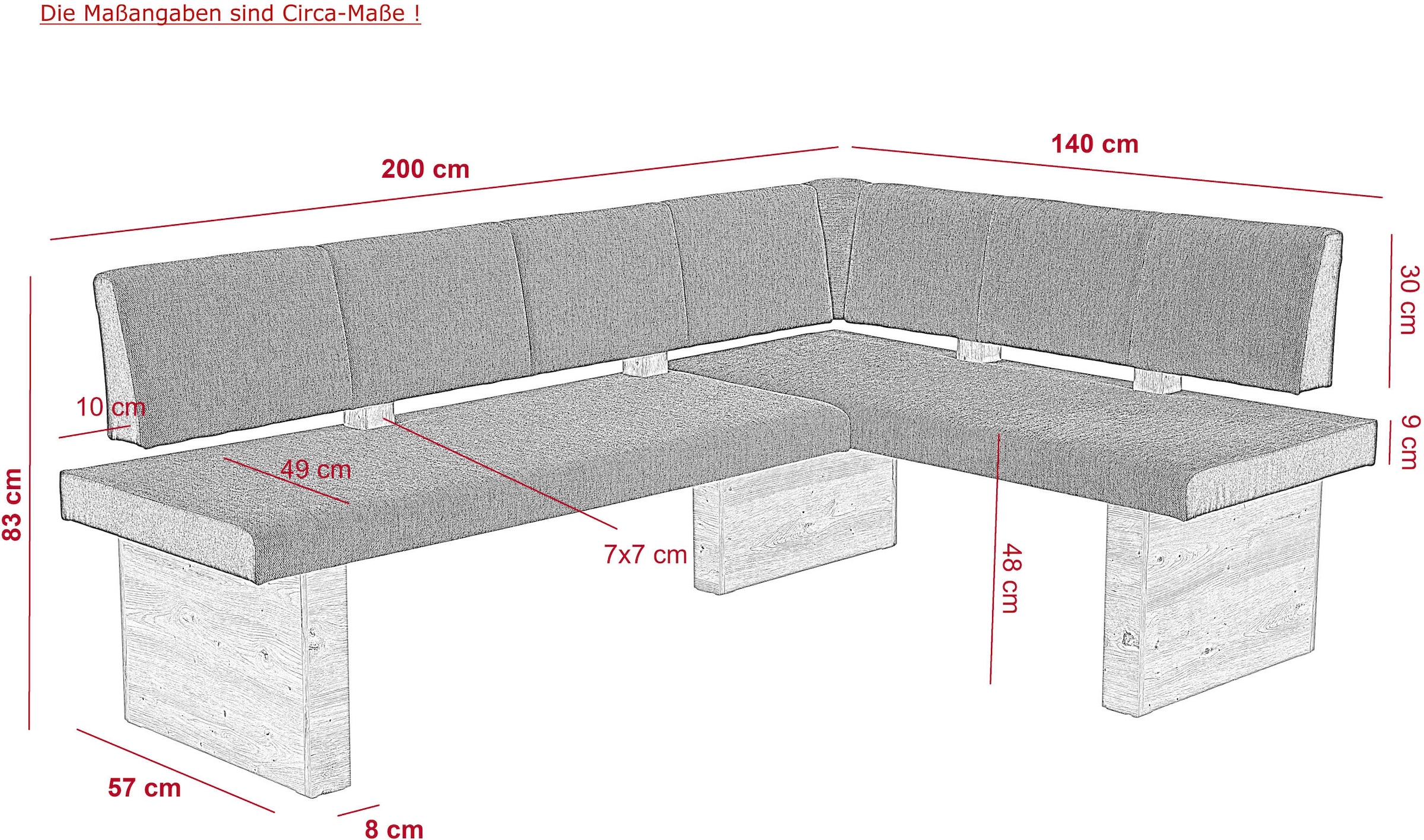 HELA Ensemble de salle à manger »ODER« 4 cuis tlg. Säulentisch 138x80 cm, rechts-links montierbar, Stuhl 140 kg belastbar
