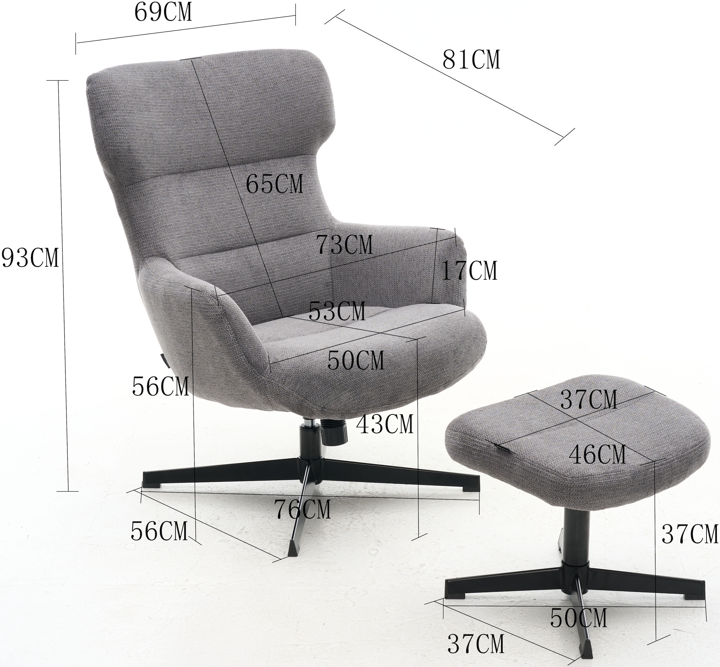 Home affaire Fauteuil »Clarah Relaxsessel, TV-Sessel mit Hocker« 360° Grad drehbar
